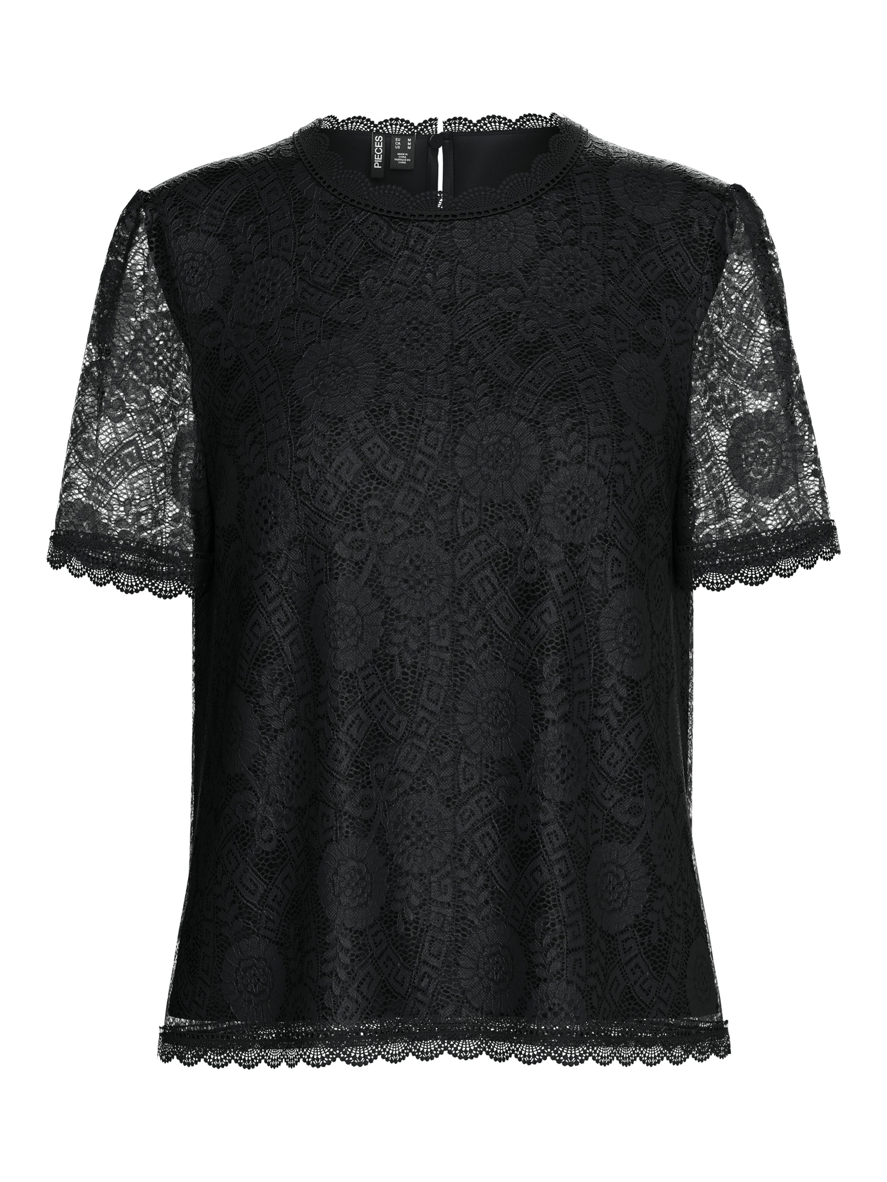pieces Kanten shirt PCOLLINE SS LACE TOP WVN NOOS