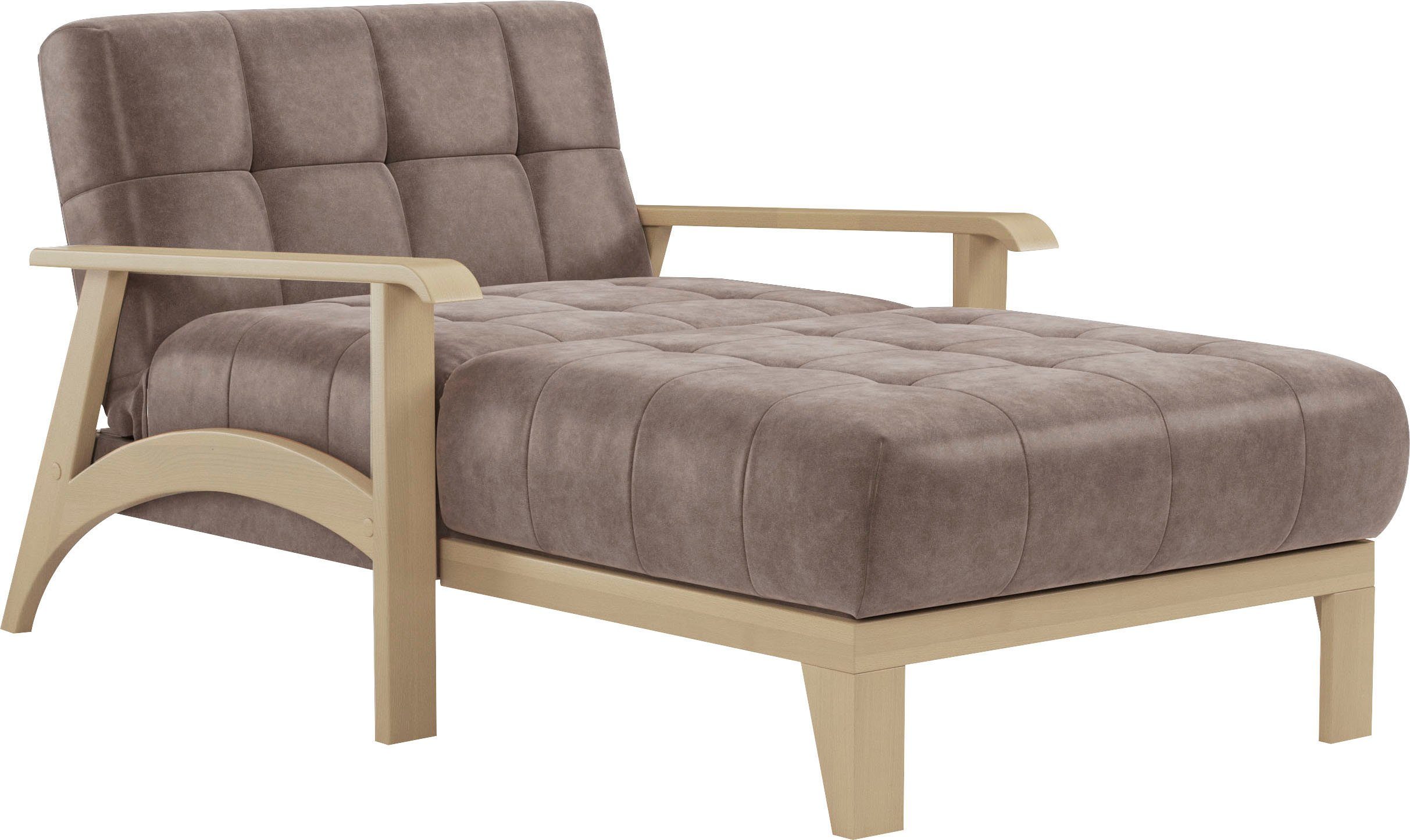 sit&more Récamier Billund Armleuningen van natuurlijk beukenhout, verschillende bekledingen en kleuren