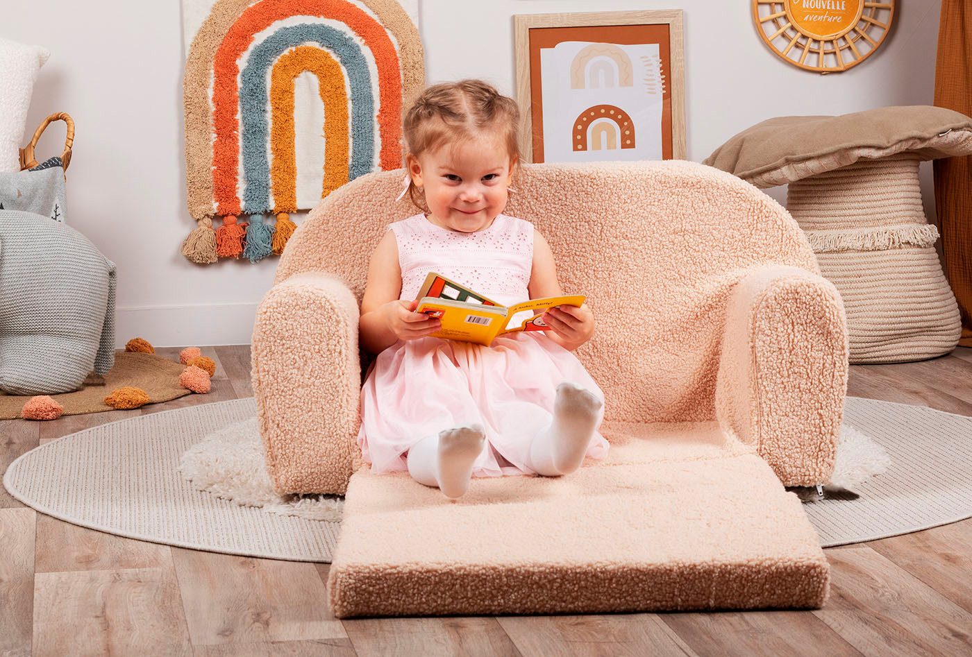 Knorrtoys® Bank Soft, plush beige voor kinderen, made in europe