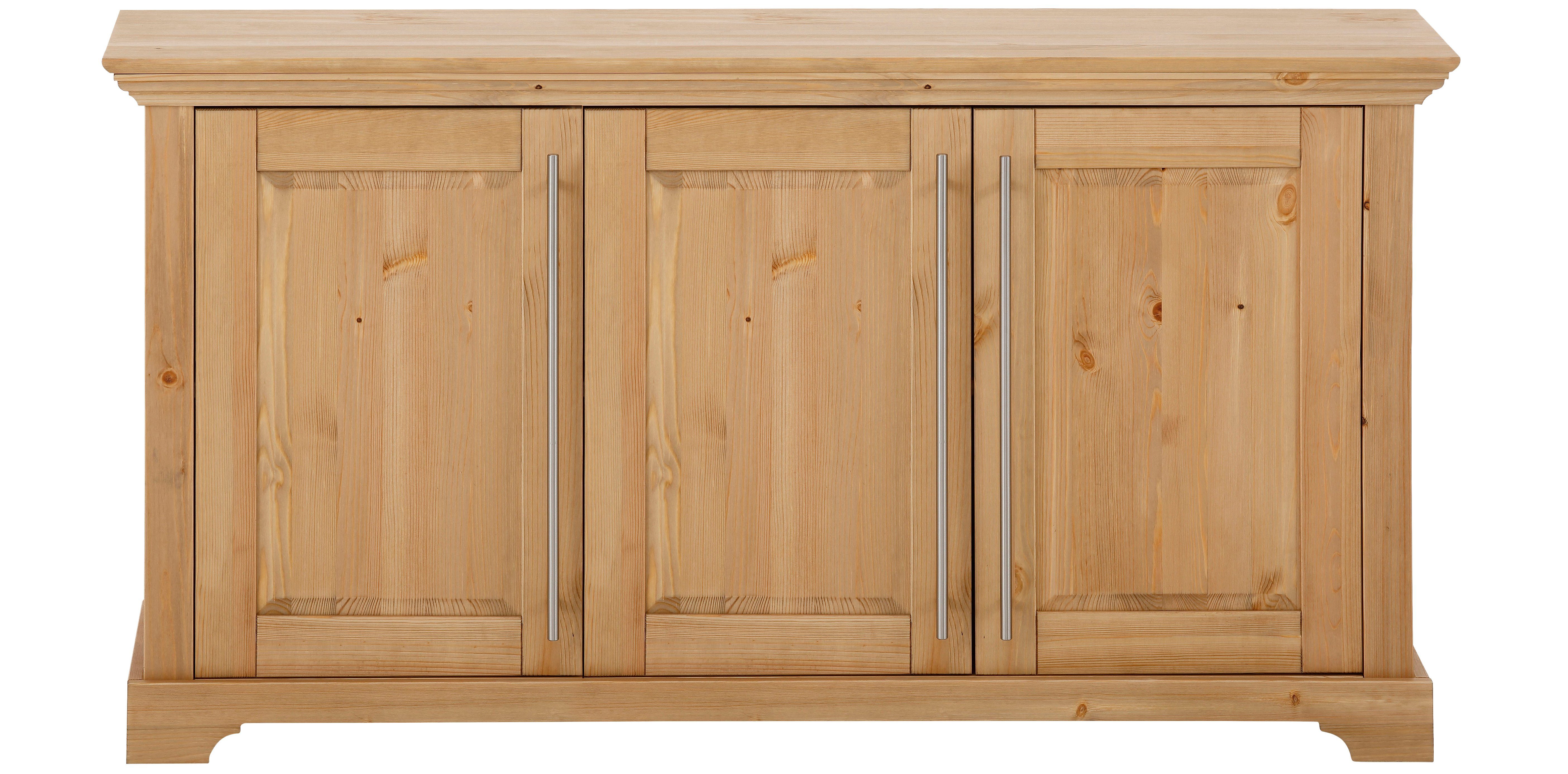 Home affaire Kast Meliss van massieve dennen, fsc 3-deurs, breedte 132 cm dressoirs beige