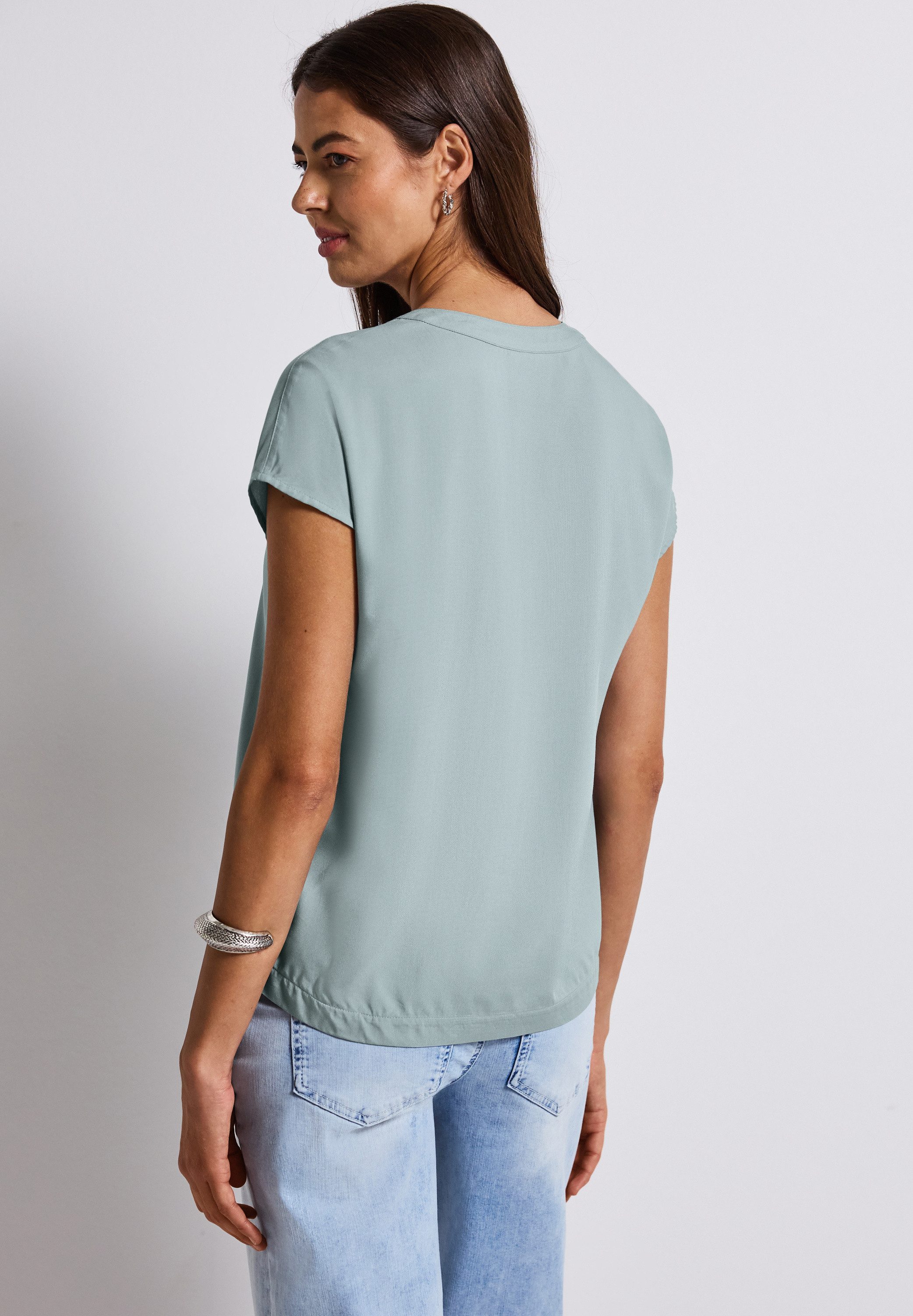 STREET ONE Blouse met korte mouwen Hals met split