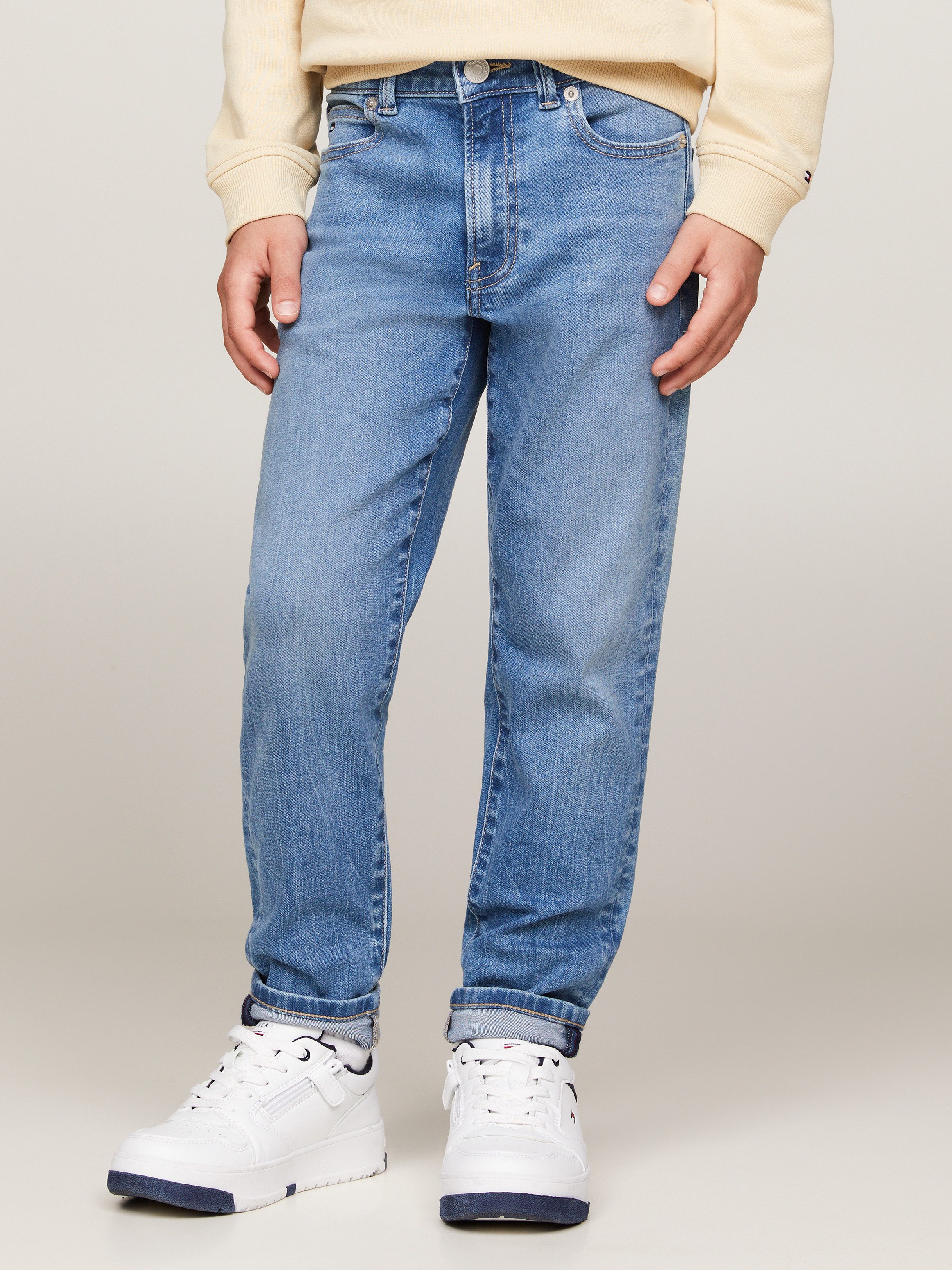 Tommy Hilfiger Straight jeans MODERN STRAIGHT VINT MWASH DENIM Kinderen tot 16 jaar met geborduurde logo-vlag
