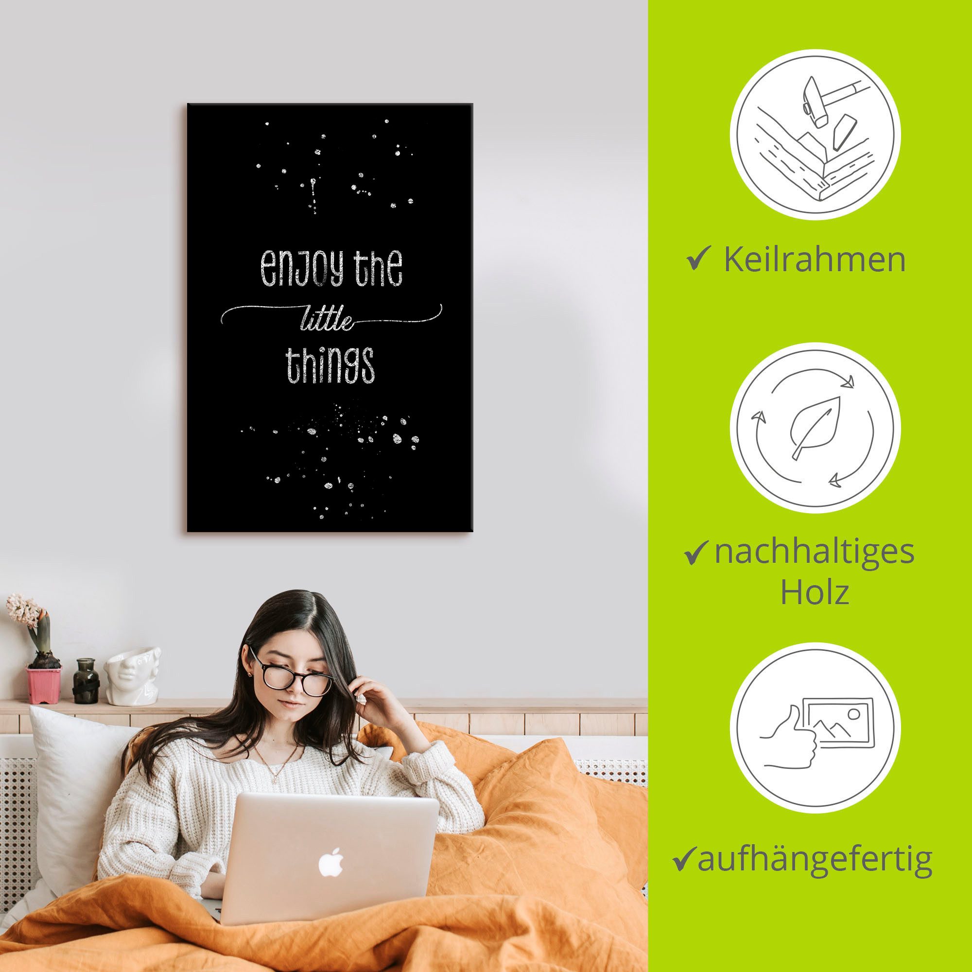 Artland Artprint op linnen Geniet van de kleine dingen I