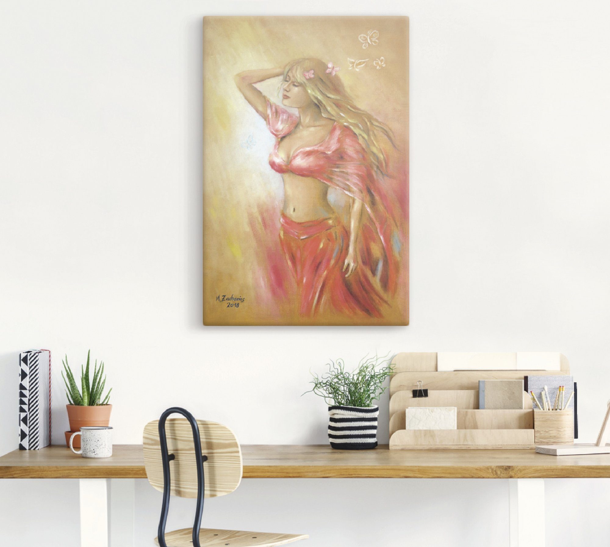 Artland Artprint Verleidelijk meisje in rode jurk als artprint op linnen, poster in verschillende formaten maten
