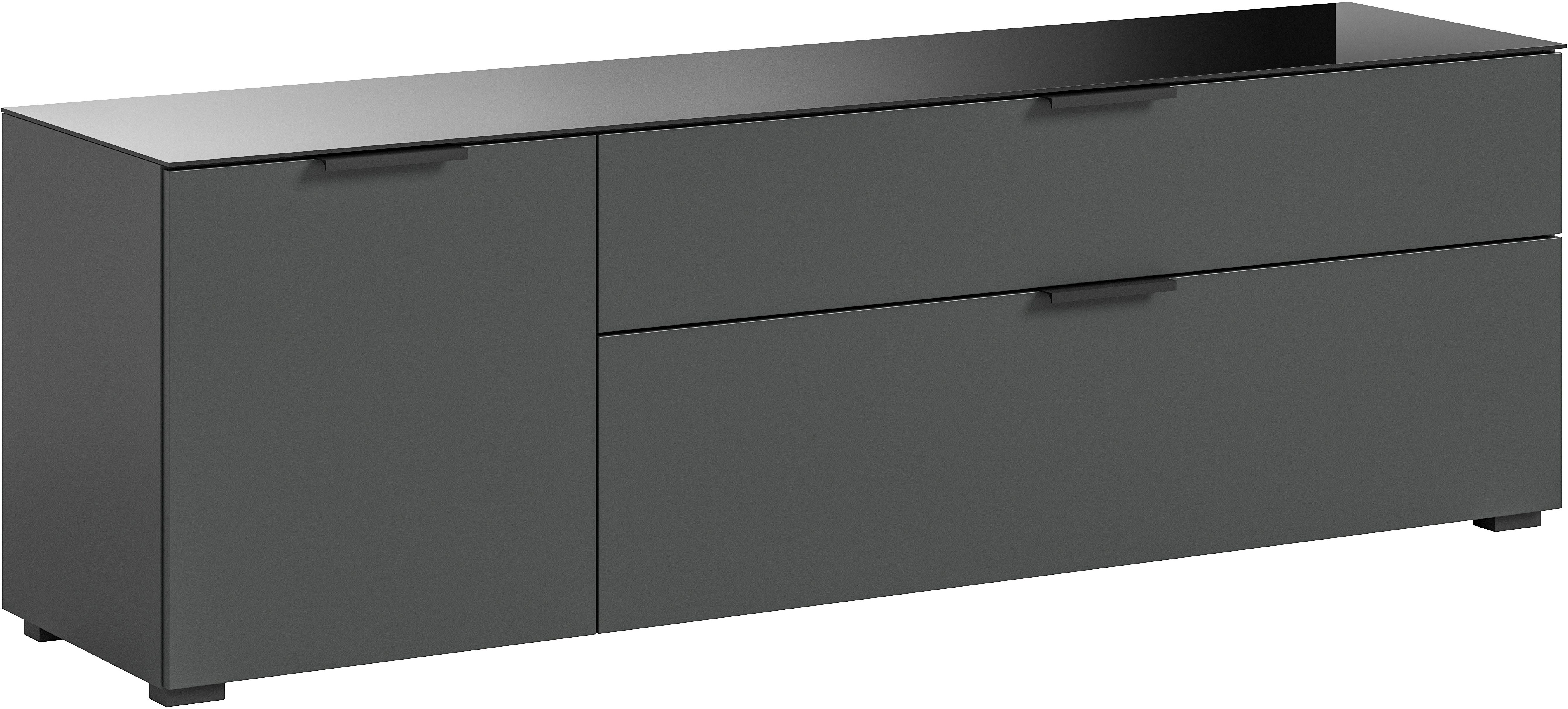 INOSIGN Tv-meubel Raio, Breedte 160 cm, 1 deur, 1 lade, 1 klep, Bovenblad met glazen plaat, tv-board, tv-kast, mediaboard, televisiekast