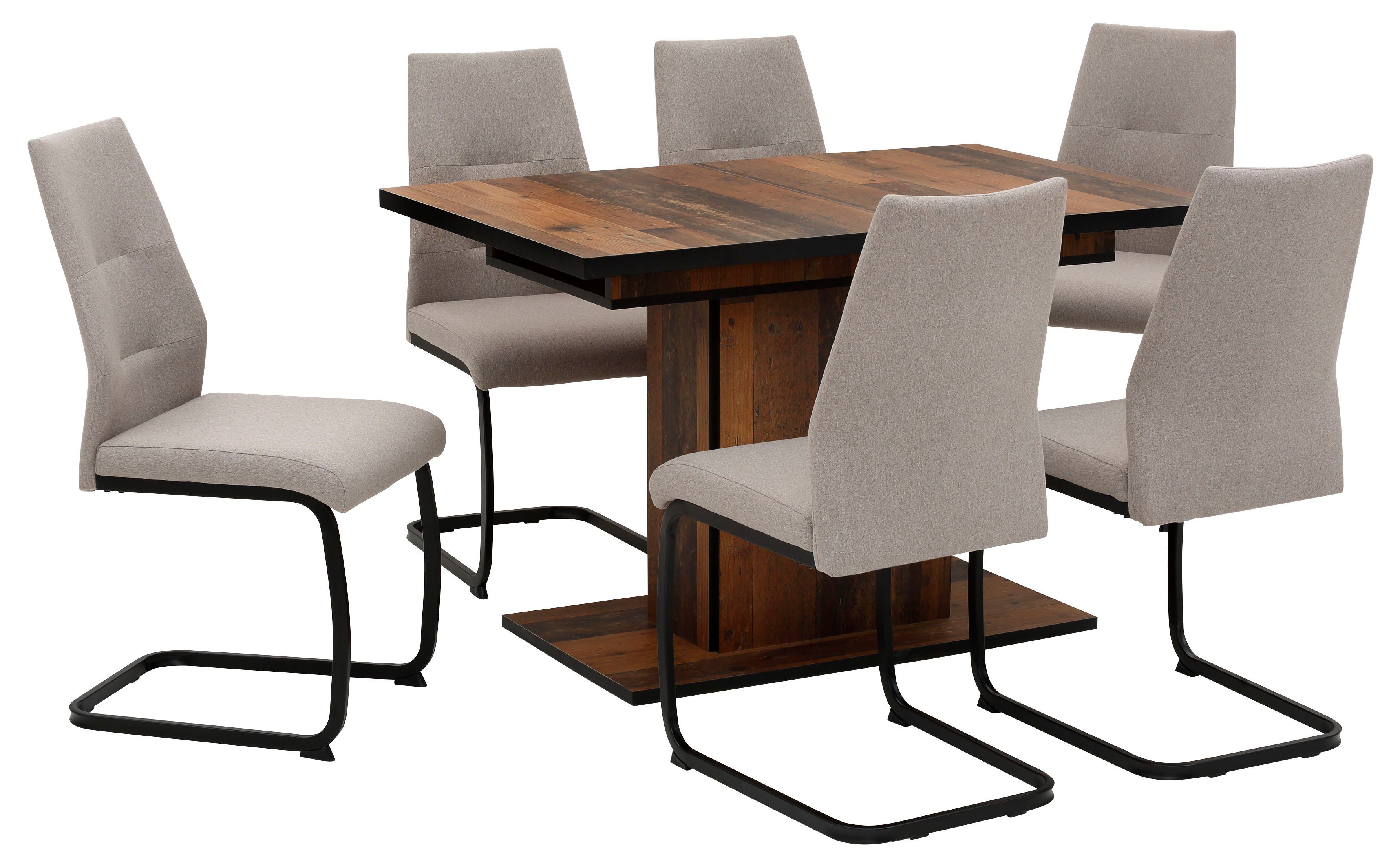 HELA Eethoek Ariana, eettafel met 6 stoelen, uitschuifbare keukentafel (set, 7-delig)