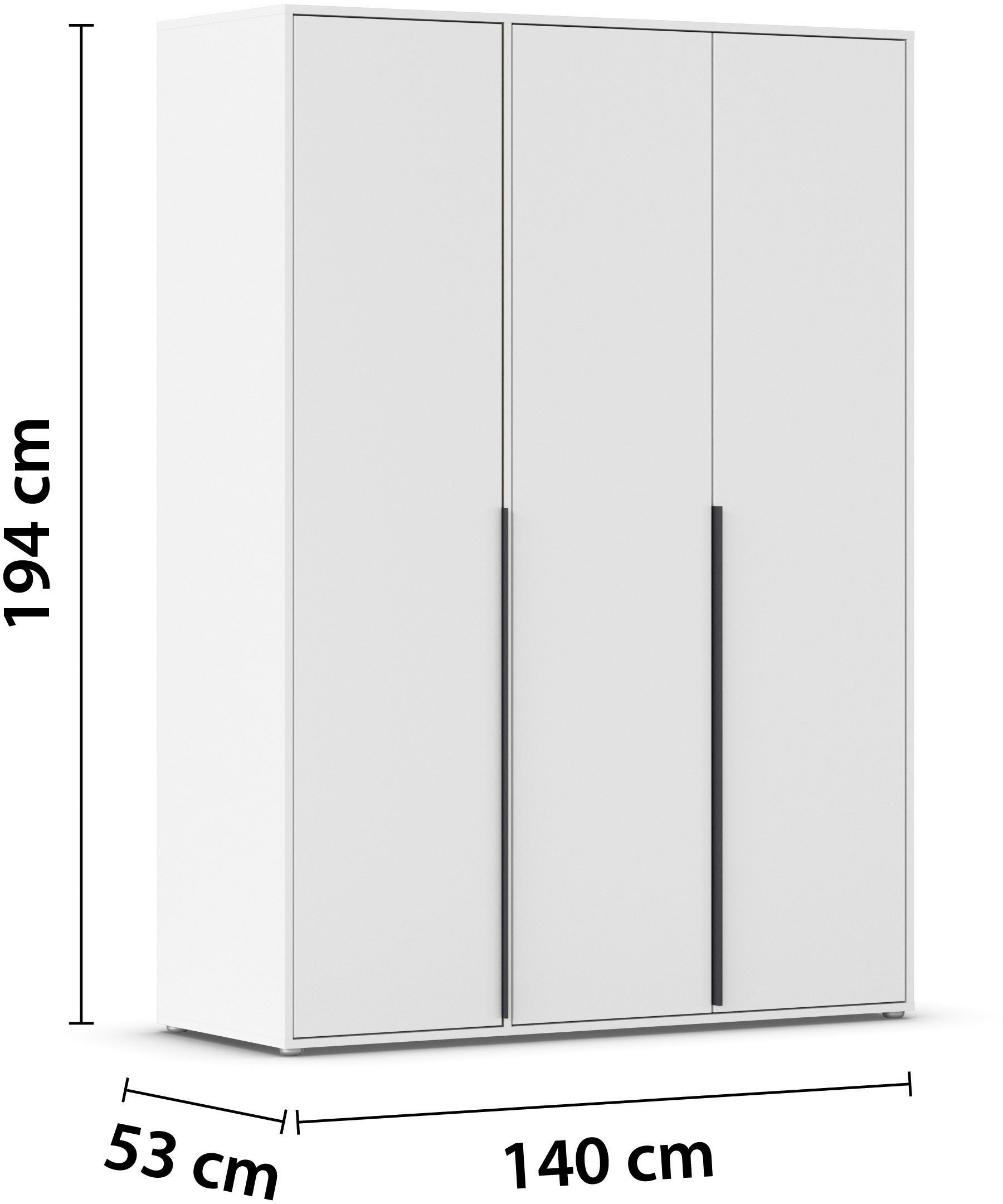 rauch Draaideurkast Kledingkast Kast Garderobe Wasmand NAGATA veel Opbergruimte met moderne stanggrepen in grijs metallic topseller made in germany