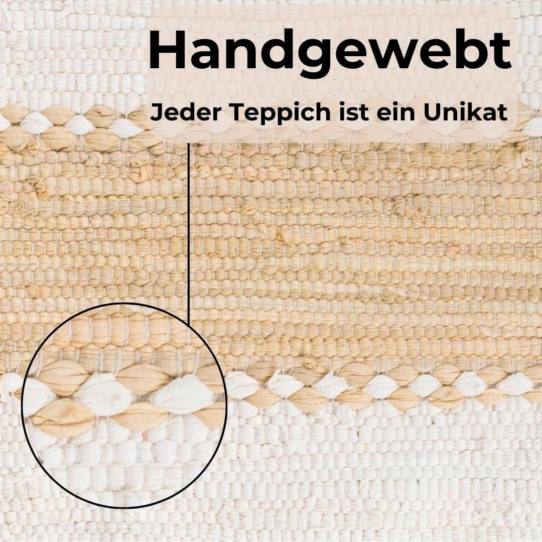 my home Vloerkleed Benja Handgeweven tapijt, gestreept, 90% katoen, handgeweven, met franjes