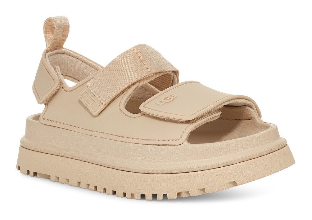 UGG Badslippers K GOLDENGLOW , zomerschoen, badschoen, plateauhak, met klittenbandsluiting