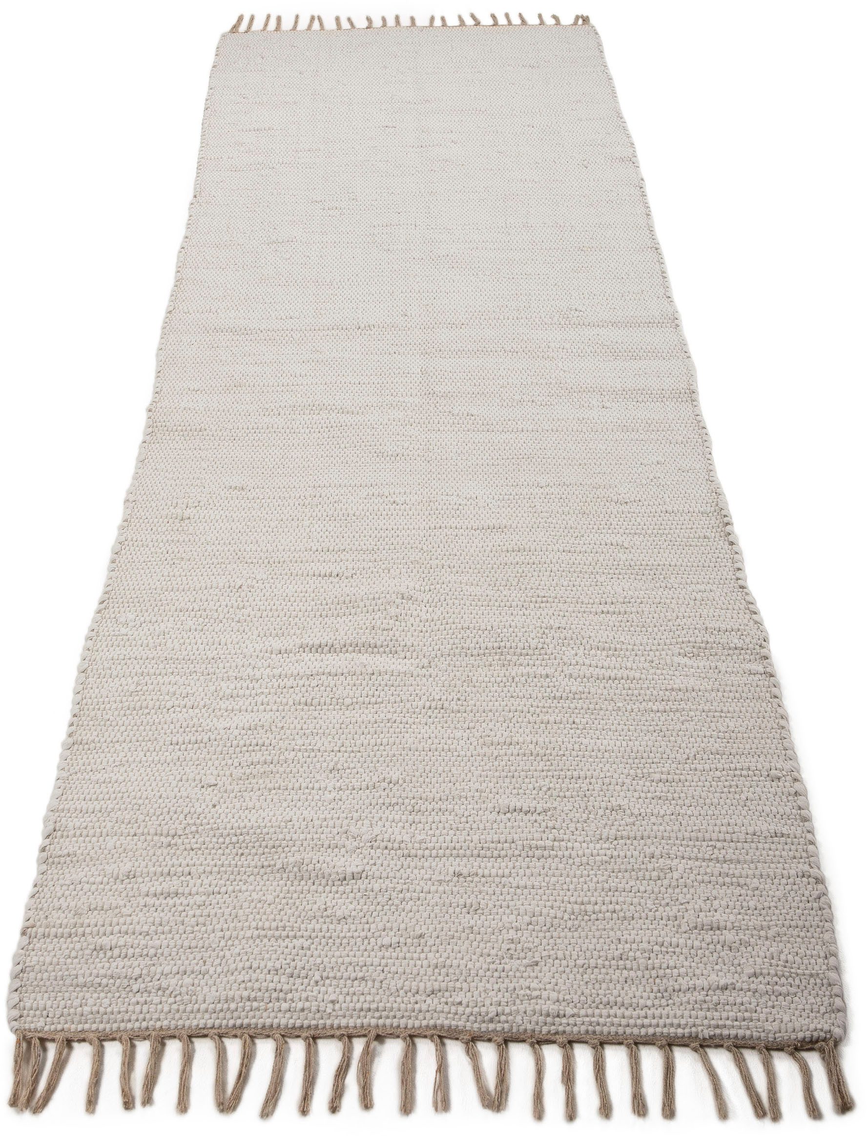 carpetfine Vloerkleed Kelim Chindi uni Tweezijdig te gebruiken kleed, puur katoen, met de hand geweven, unikleuren, met franje