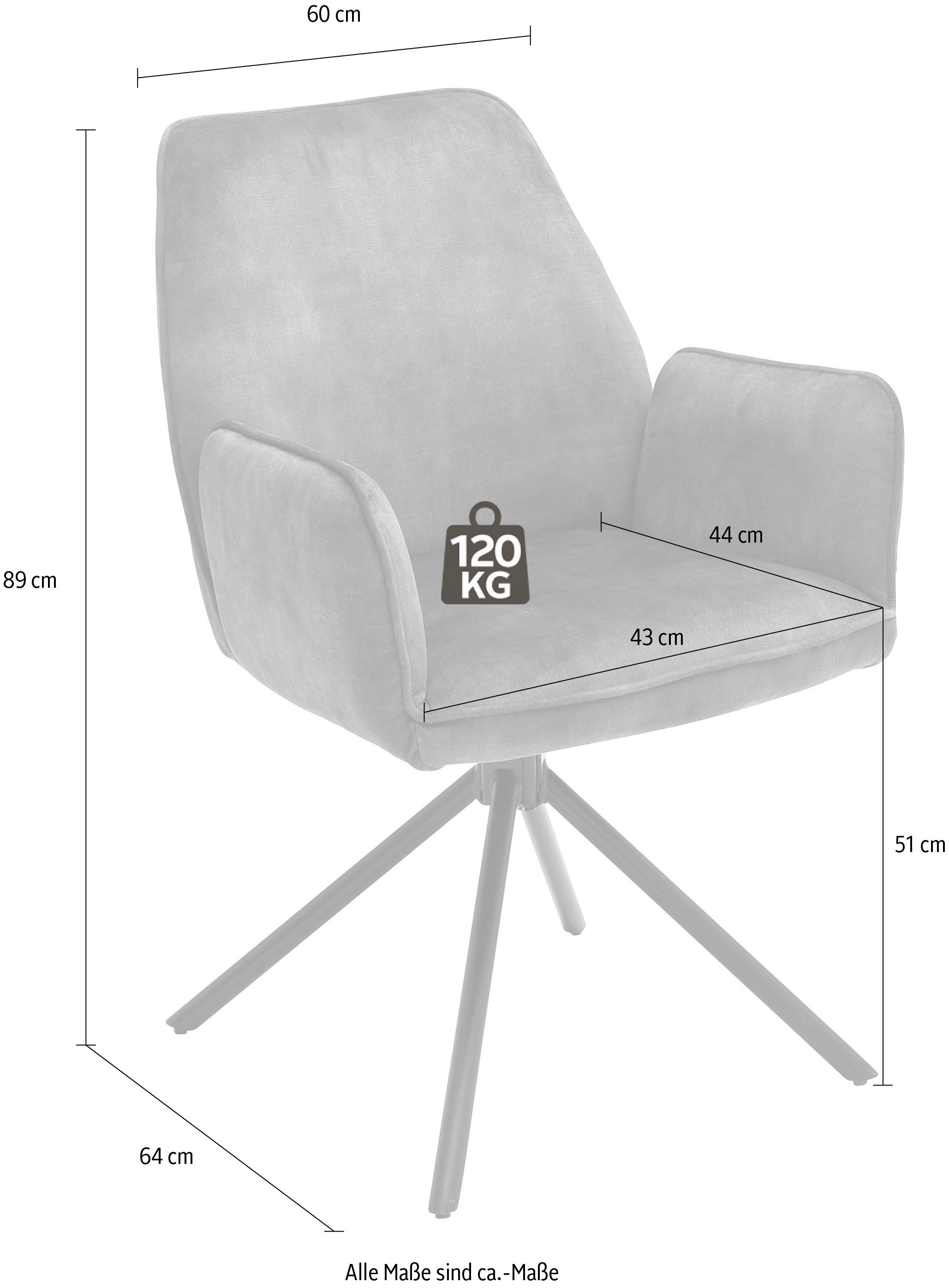 MCA furniture Eetkamerstoel Ottawa met armleuning Vintage suède-look met opstaande naad, stoel belastbaar tot 120 kg (set, 2 stuks)