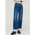 pepe jeans high-waist jeans lexa sky high straight pasvorm met extra hoge band in five-pocketsstijl van stretch-denim blauw