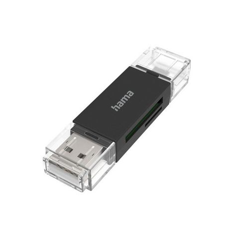 Hama Geheugenkaartlezer Hama USB-kaartlezer, OTG, USB-A + micro-USB USB 2.0, SD-microSD