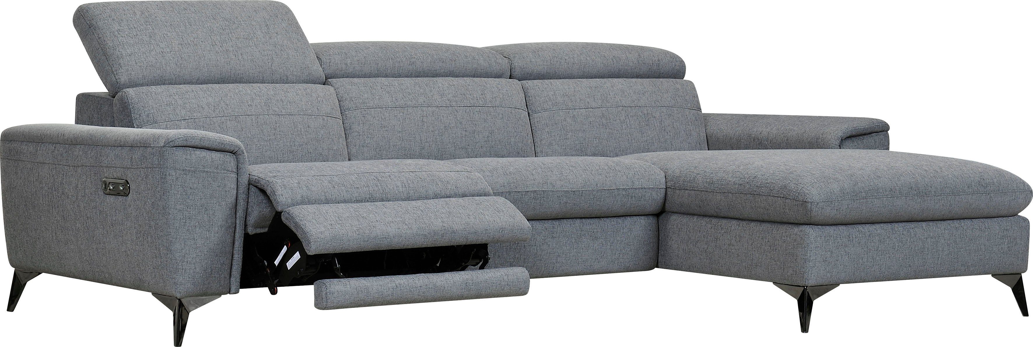 Places of Style Hoekbank Theron, L-vorm, 263 cm, elektrische relaxfunctie, usb-aansluiting, handmatig verstelbaar hoofdeind