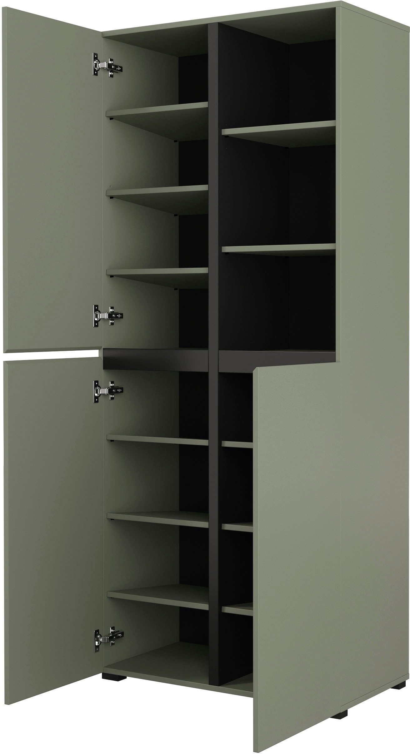 INOSIGN Schoenenkast Cross, Hoogte 183,5cm, moderne greeploze schoenenrek met 3 deuren Hoge kast met veel opbergruimte, plaats voor ongeveer 24 paar schoenen