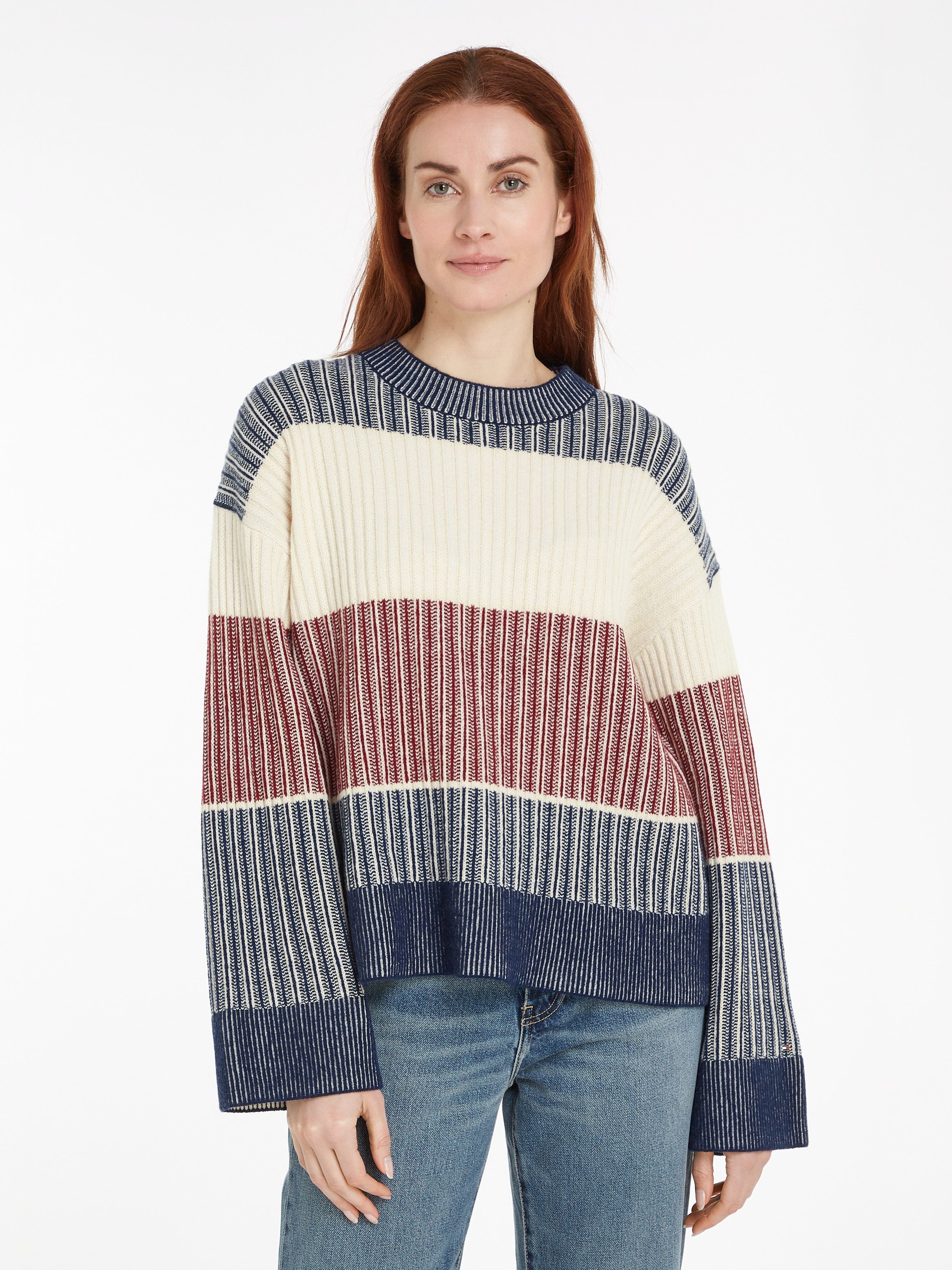 Tommy Hilfiger Gebreide trui GLOBAL STP ALL OVER SWEATER met global stripe (Global Serie TH VROUWEN)