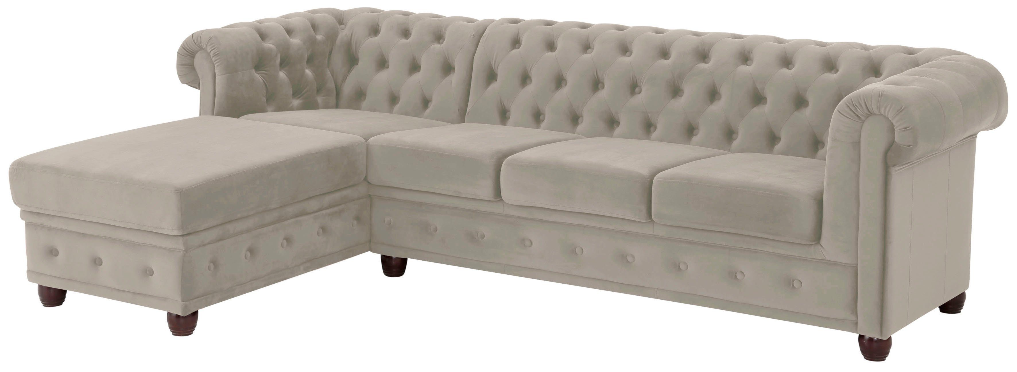 Home affaire Chesterfield-bank New Castle L-vorm hoogwaardige capitonnage in chesterfield-design, bxdxh: 255(171x72)