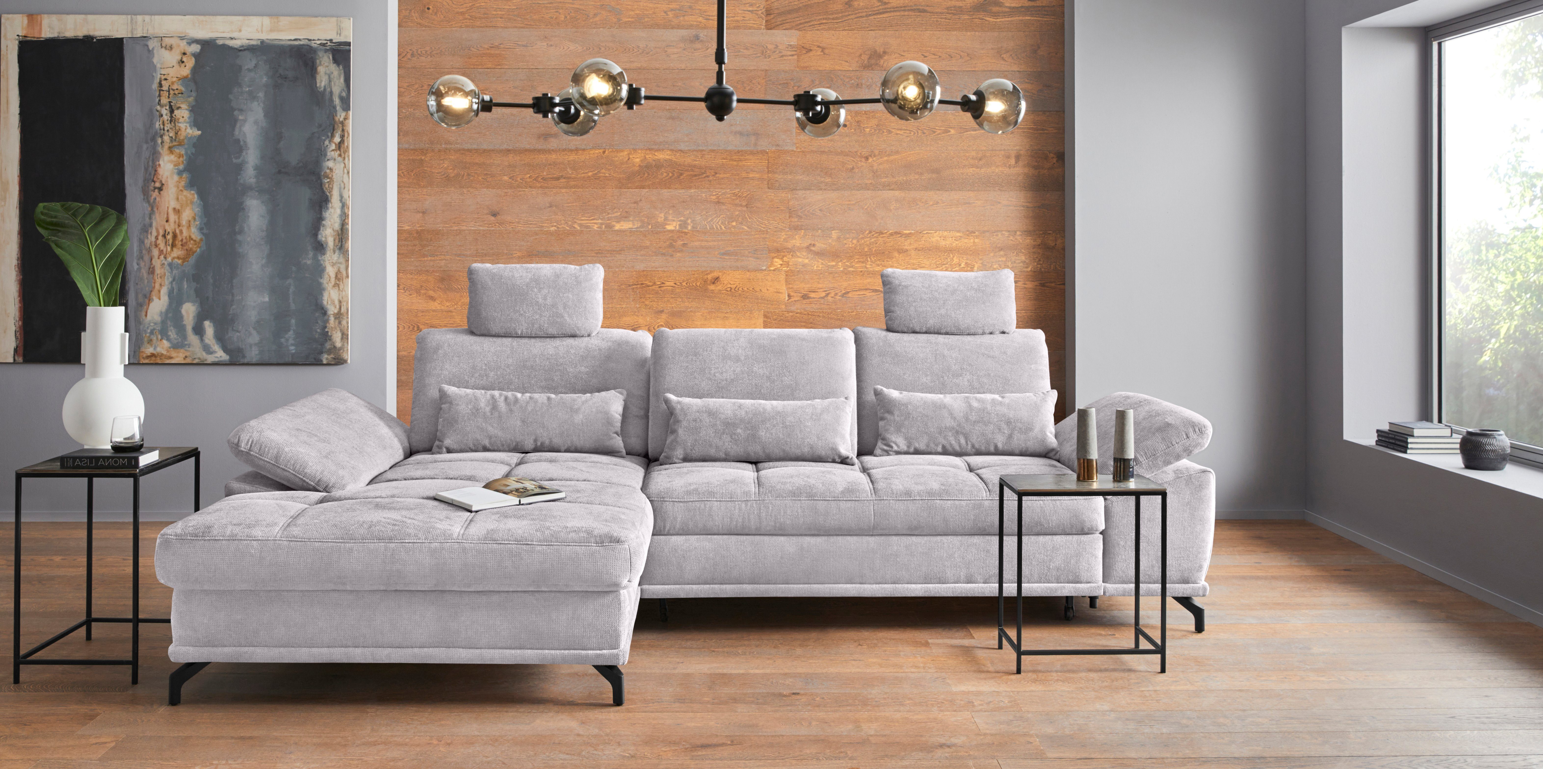 Places of Style Hoekbank Costello L-vorm, met zitdiepteverstelling, armleuningverstelling en