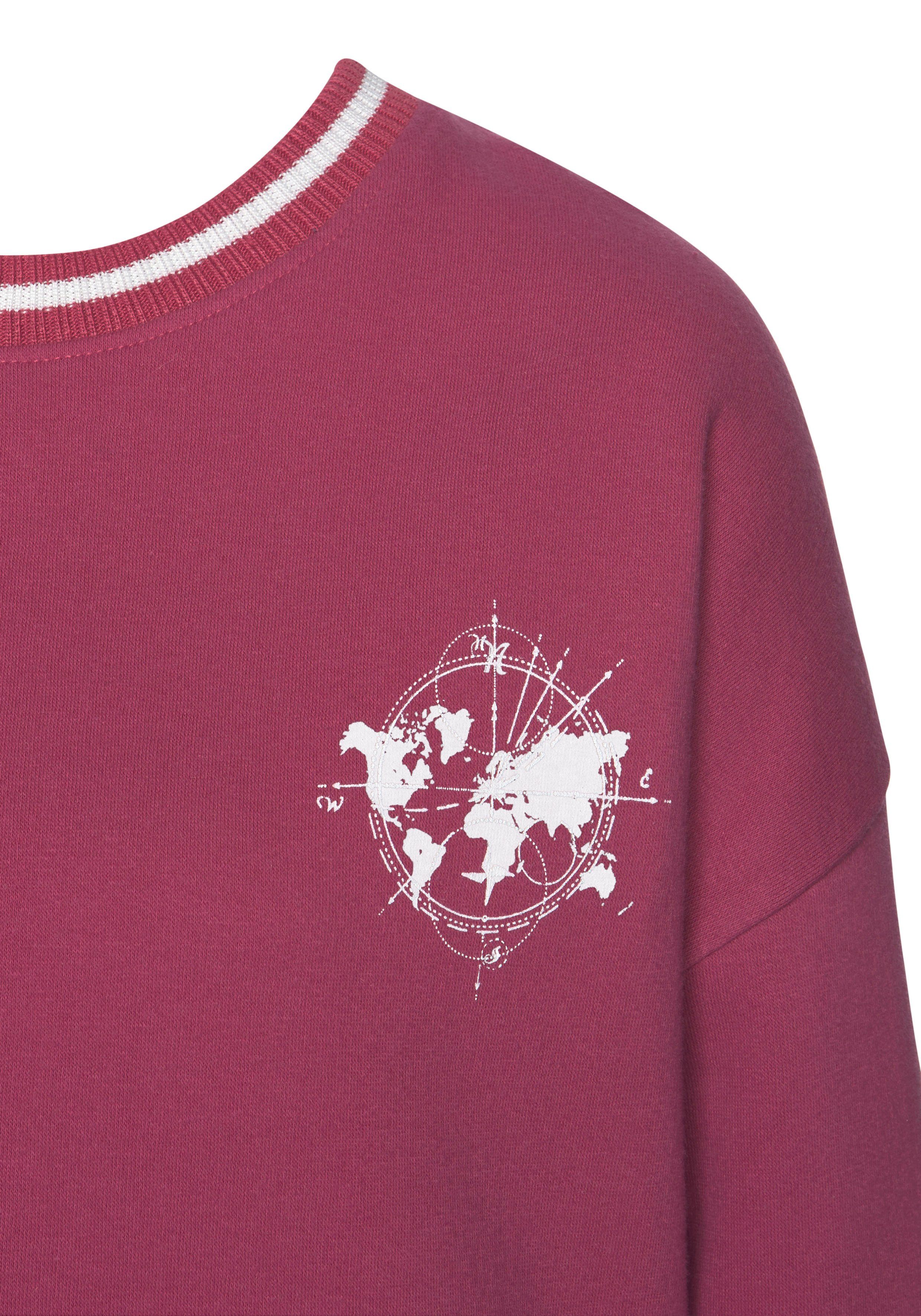 Buffalo Sweatshirt met contrast-ribboord en print, loungepak