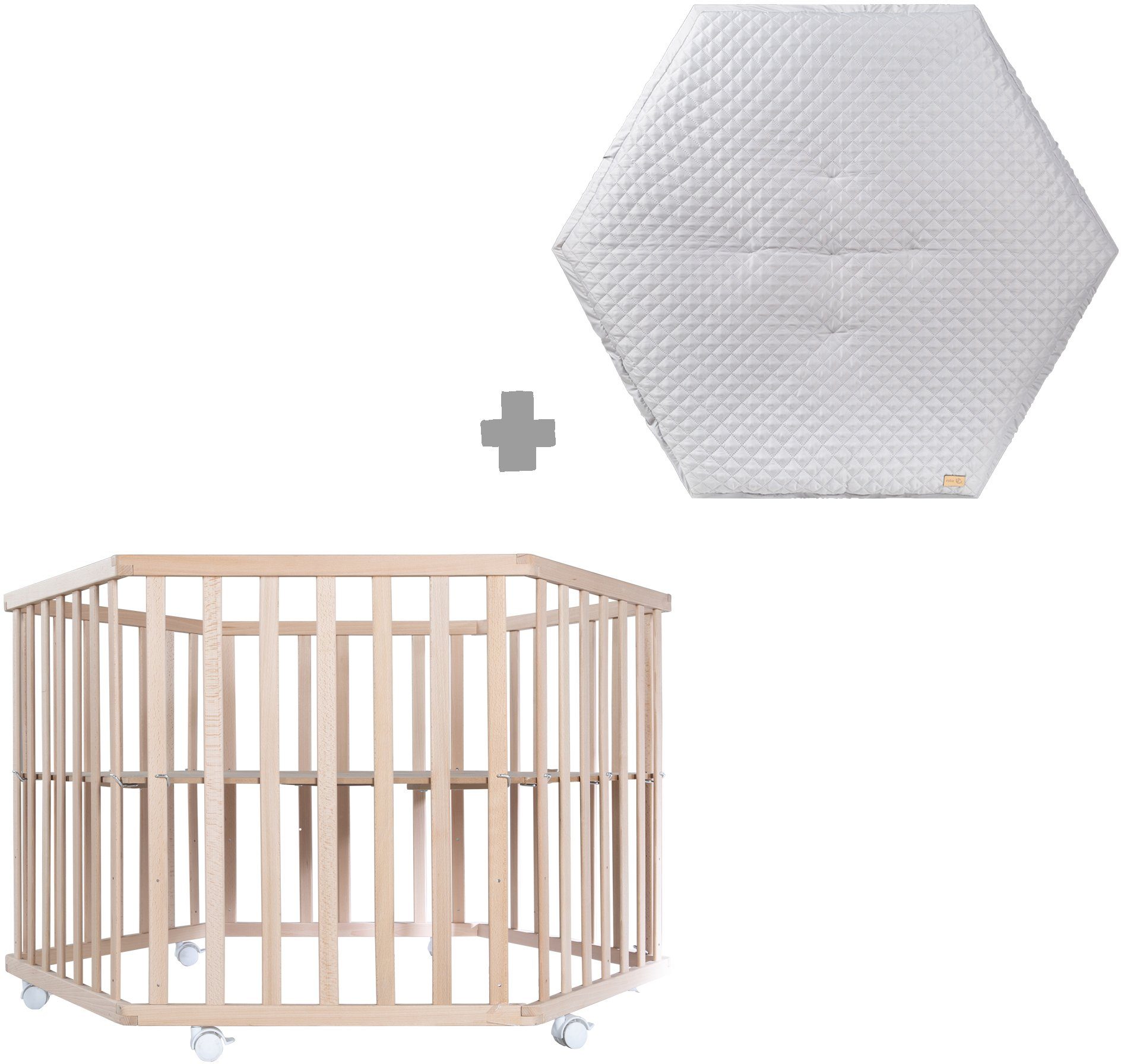 Roba® Box Stijl, beuken, 6-hoekig met beschermend inzetstuk en hoofdbeschermer
