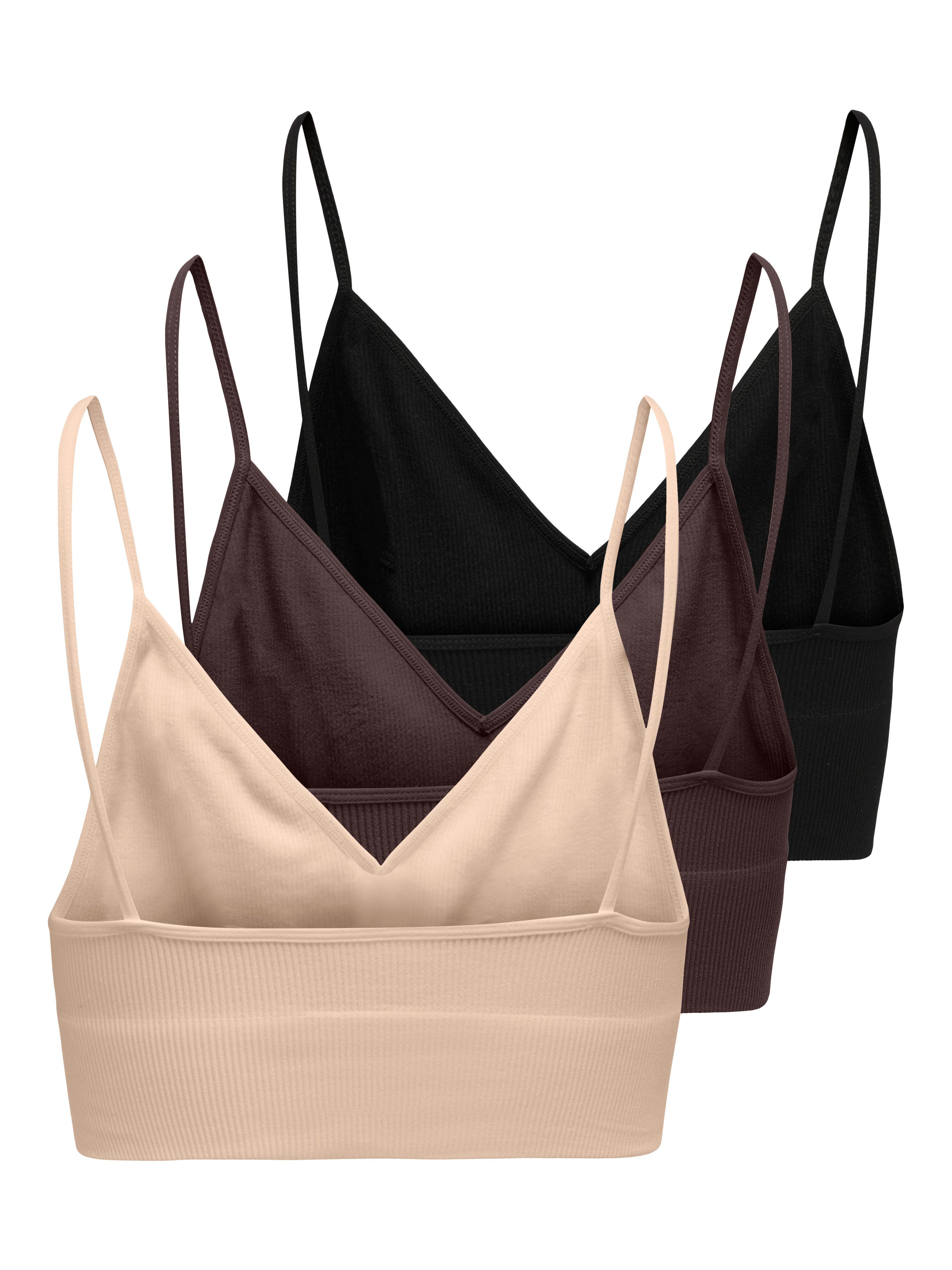 Only Bustier ONLVICKY RIB S-L V-NECK 3-PACK TOP NOOS (set, 3-delig)