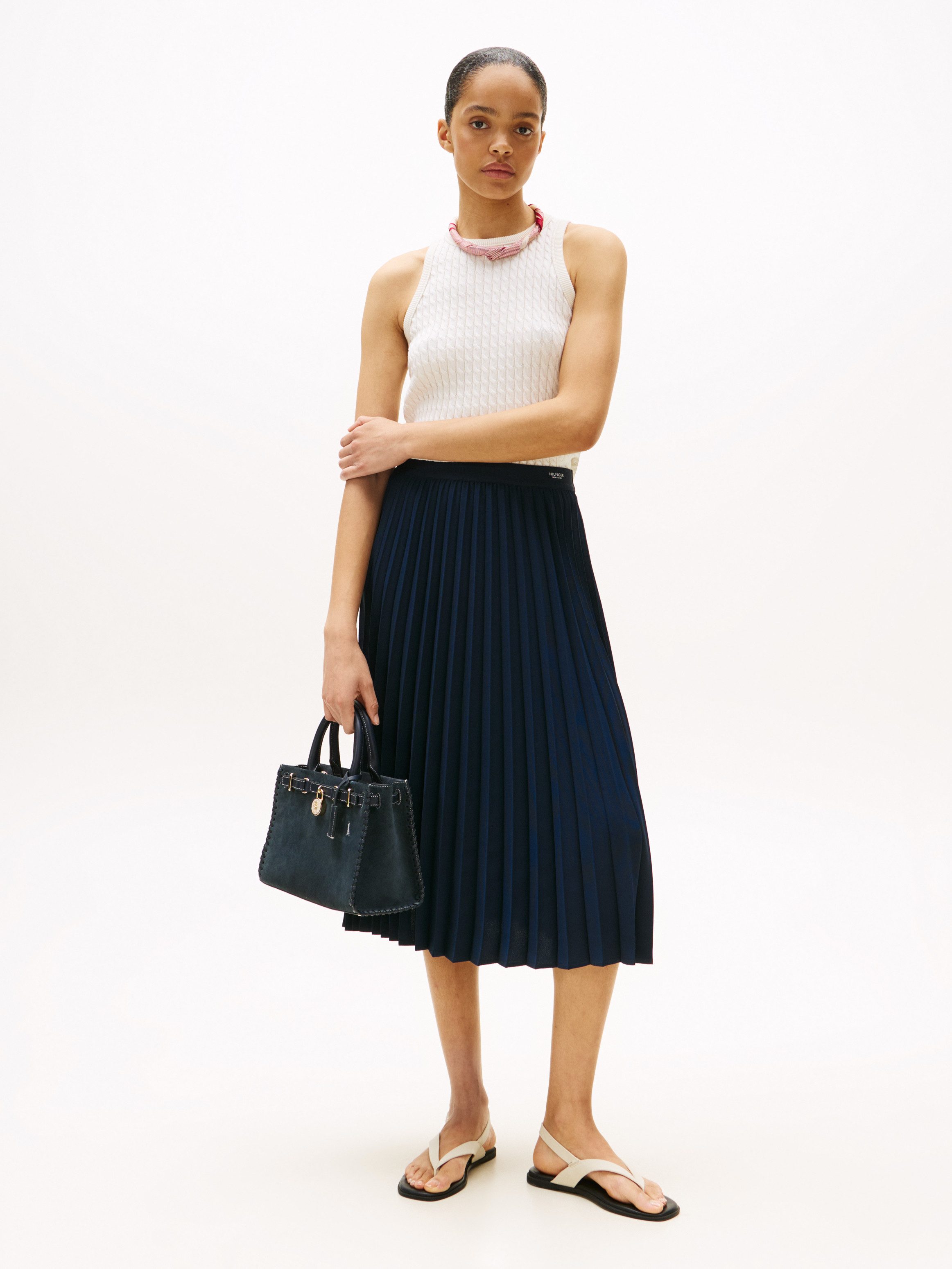 Tommy Hilfiger Plissérok FLUID PLEATED PULL ON MIDI SKIRT