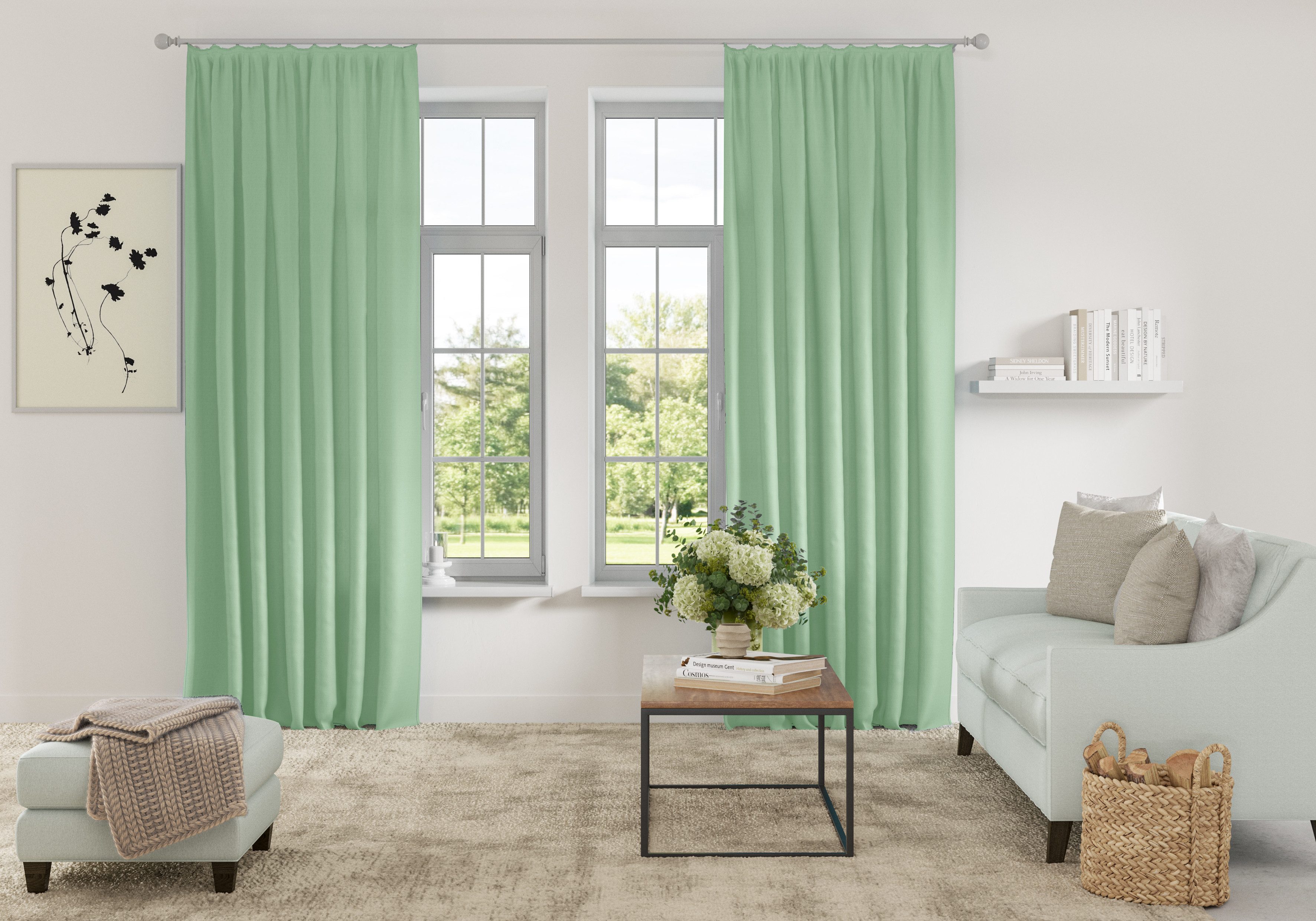 Home affaire Gordijn Parry 2-pack, ondoorzichtig, monochroom, basic, effen, bestseller (2 stuks)