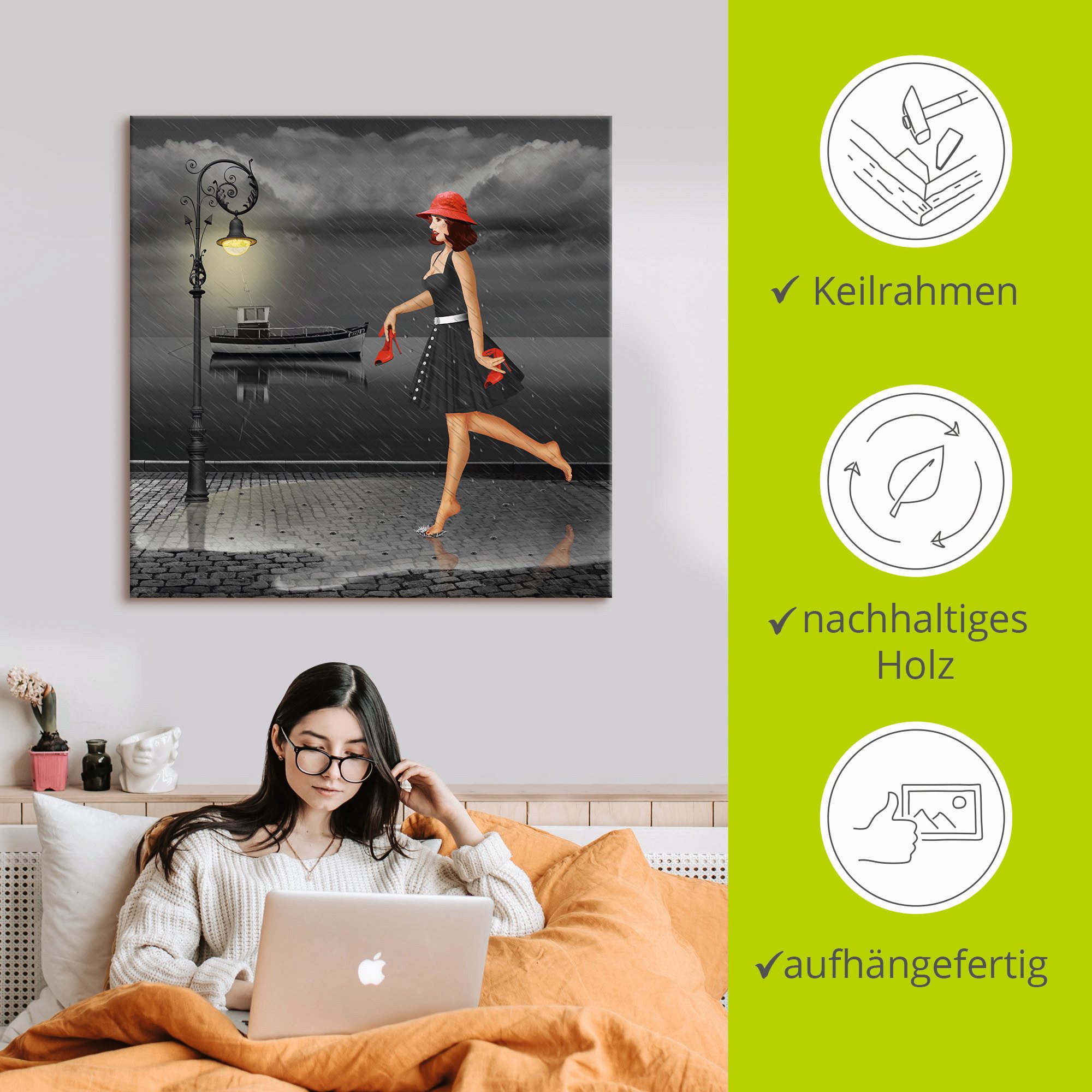 Artland Artprint Dansen in de regen als artprint op linnen, poster in verschillende formaten maten