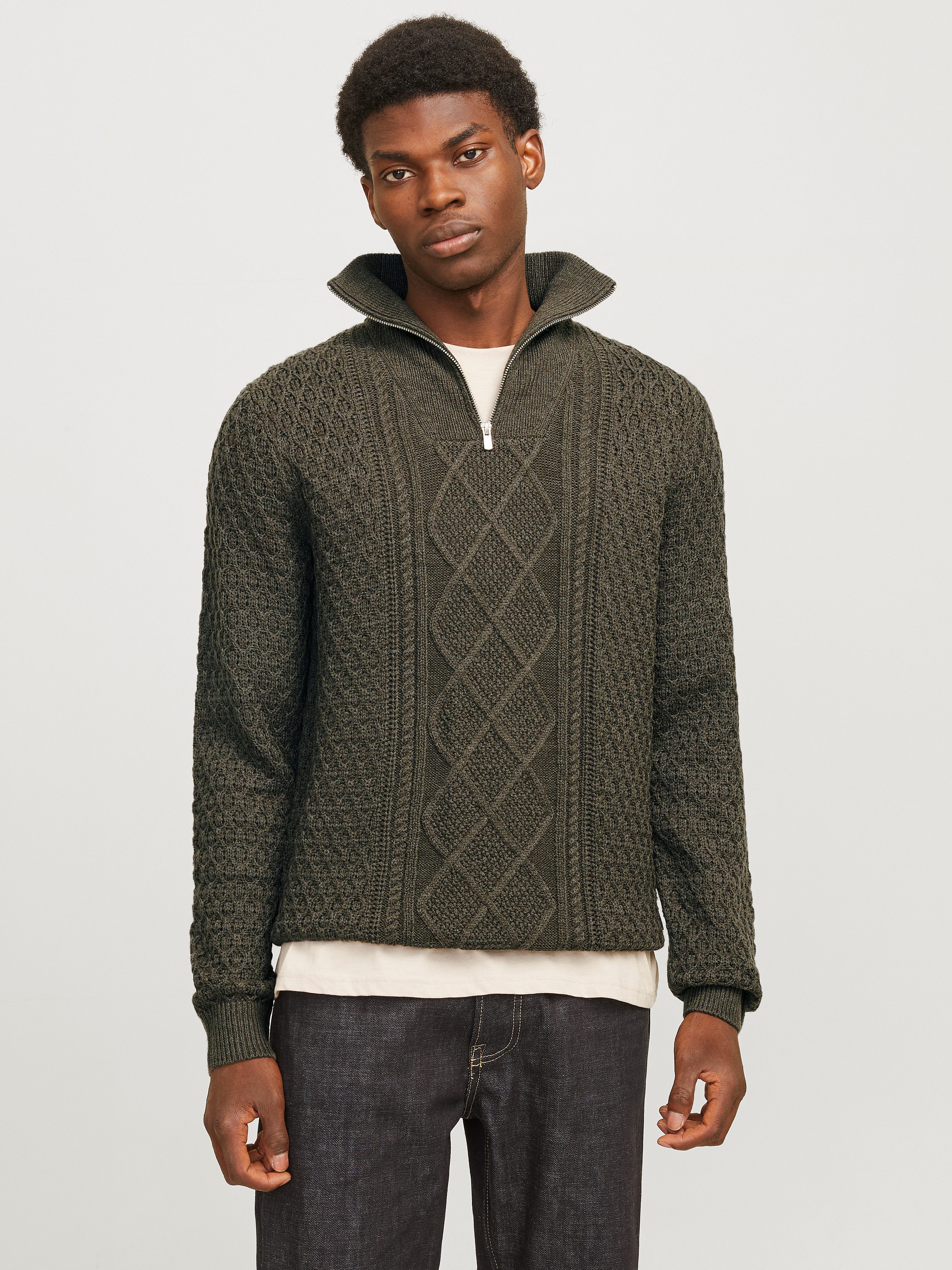 Jack & jones Hoge hals gebreide trui Olijfnacht Green Heren