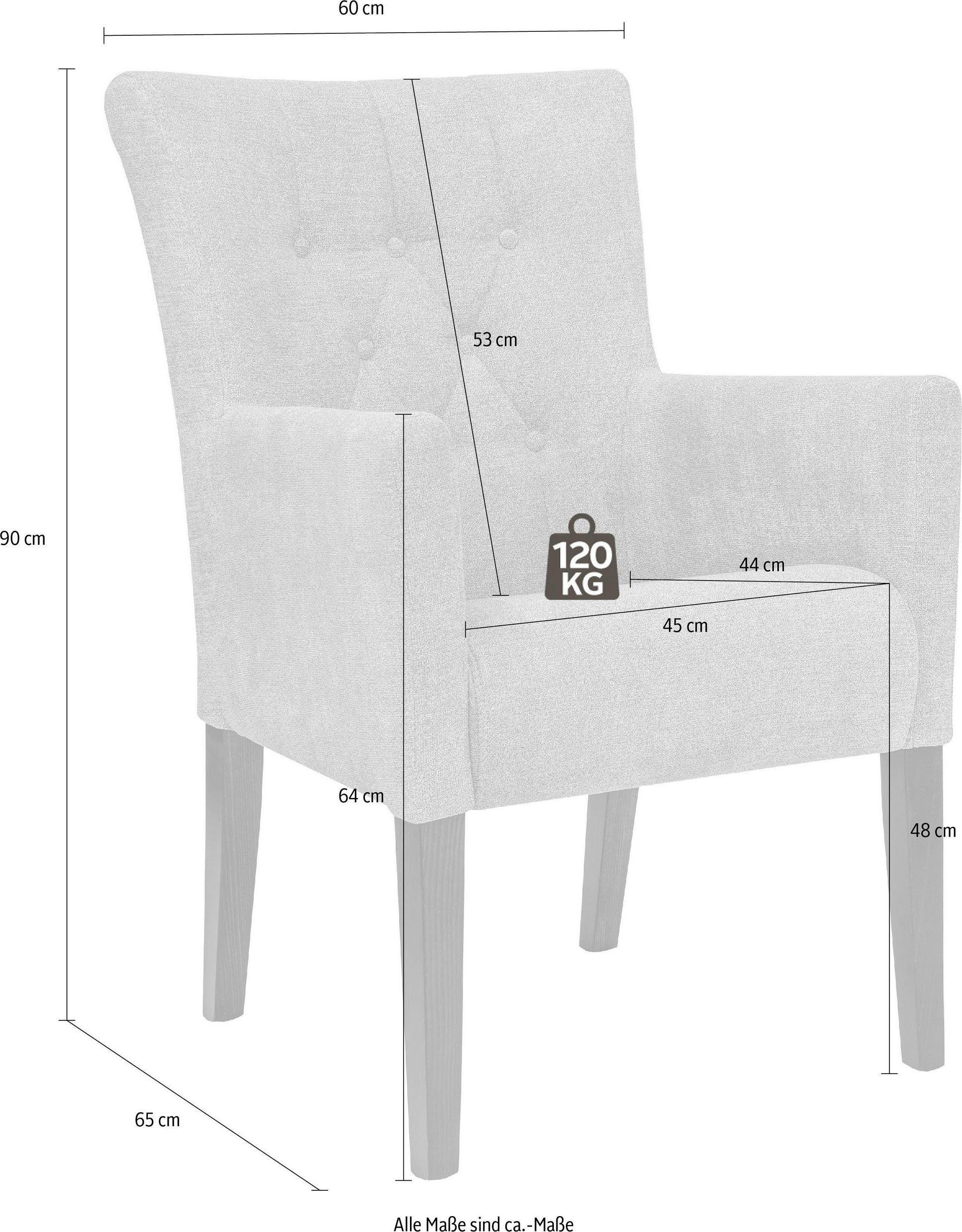Home affaire Eetkamerstoel King Fauteuil met knoopdetails, gestoffeerde stoel (1 stuk)