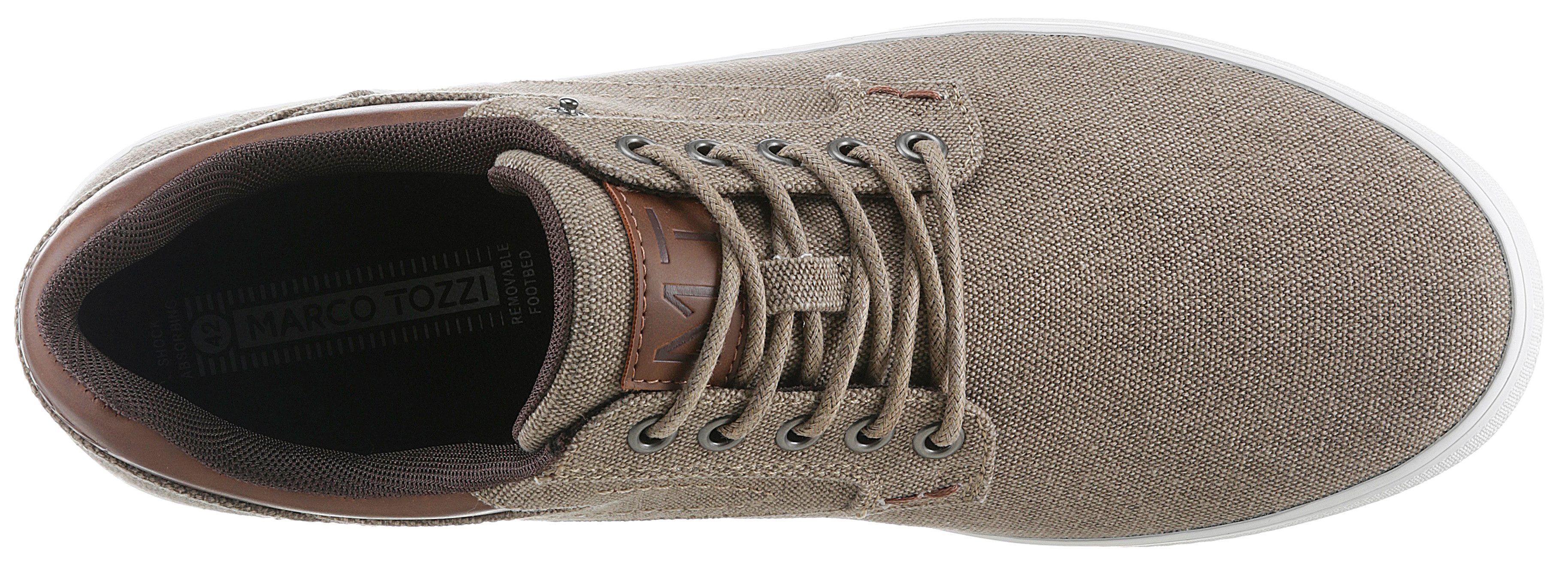 Marco Tozzi Plateausneakers , vrijetijdsschoen, halfschoen, veterschoen met sierstiksels en decoratieve knop