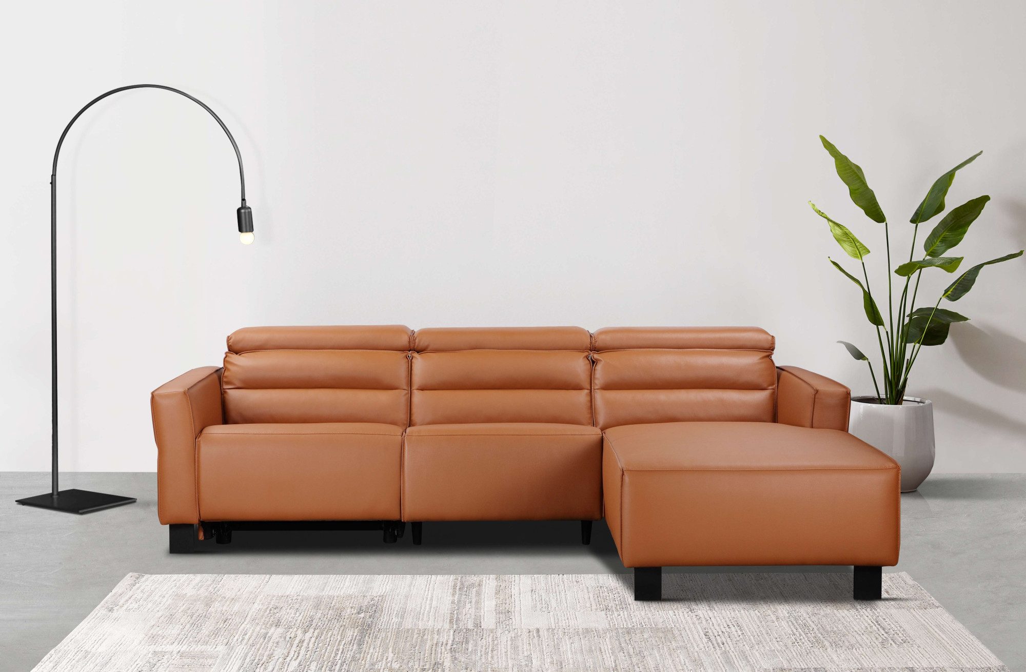 Places of Style Hoekbank Carpari, L-vorm, 263 cm, handmatige of elektrische relaxfunctie