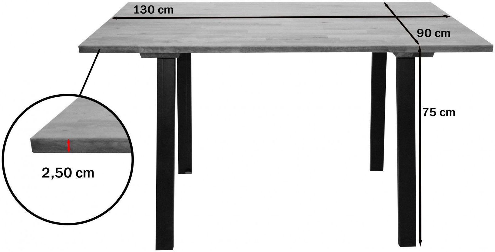 Home affaire Eethoek Sava Hoekbank met nosagvering in de zitting, massief eiken tafel (set, 4-delig)