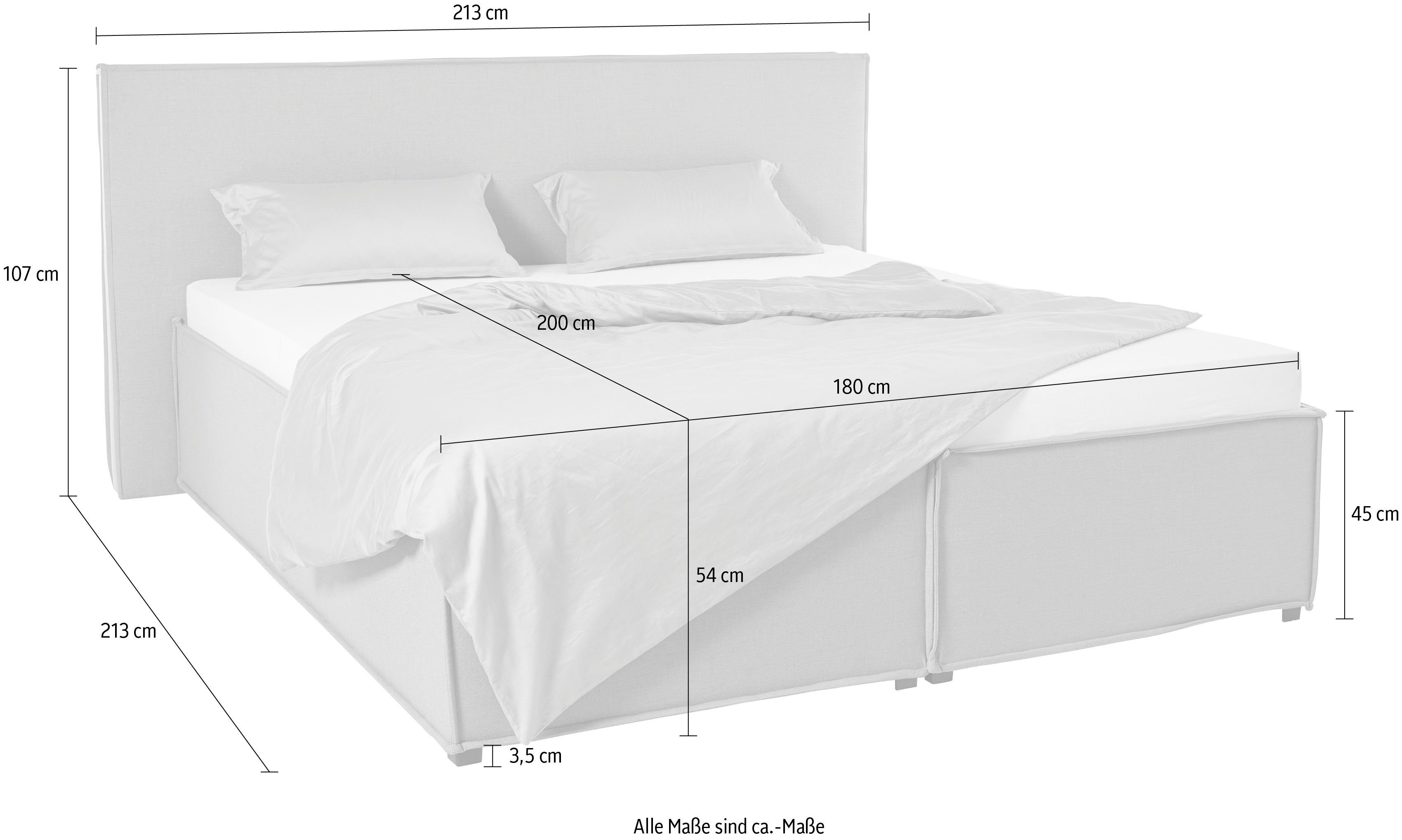 LeGer Home by Lena Gercke Gestoffeerd bed Isaline naar keuze zonder matras of met 3 matrassoorten, hoofdbordhoogte 107 cm