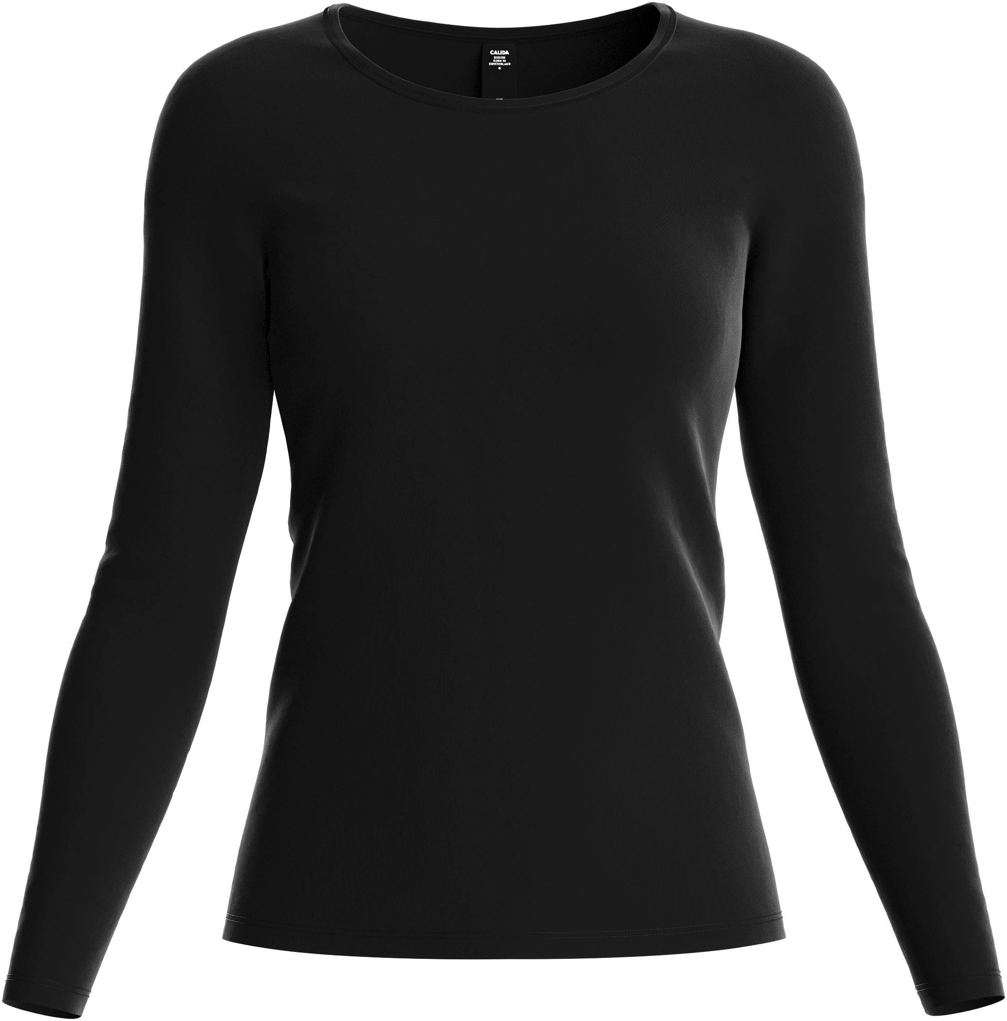 CALIDA Shirt met lange mouwen Natural Comfort met platte naadverwerking bij de decolleté en taille