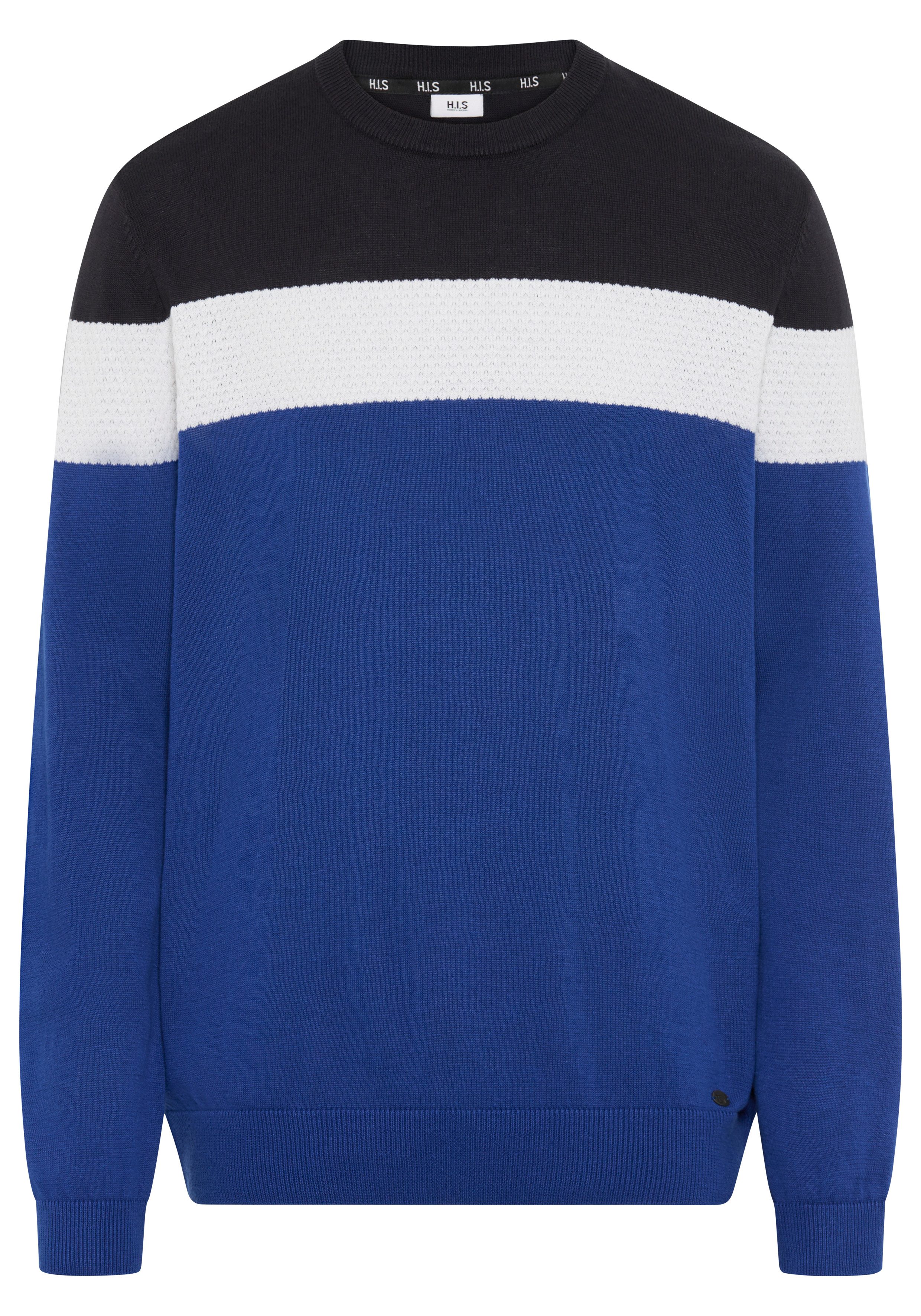 H.I.S Trui met ronde hals Nieuwe kleuren! Colourblocking, in lichte tricotkwaliteit