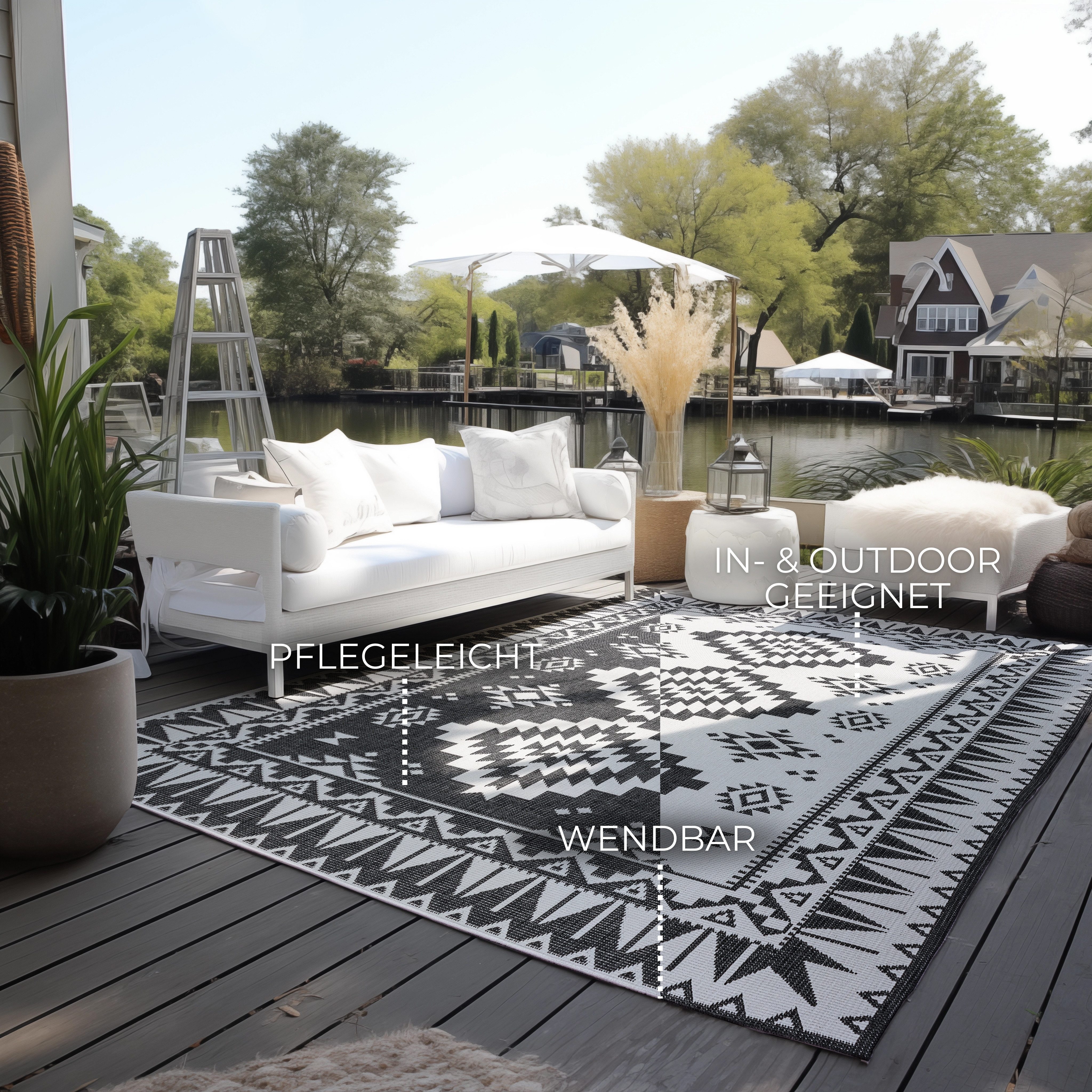 ELLE DECORATION Vloerkleed Dynamic, omkeerbaar tapijt Vlakweefsel, binnen- en buiten, modern, omkeerbaar, balkon, woonkamer, buiten