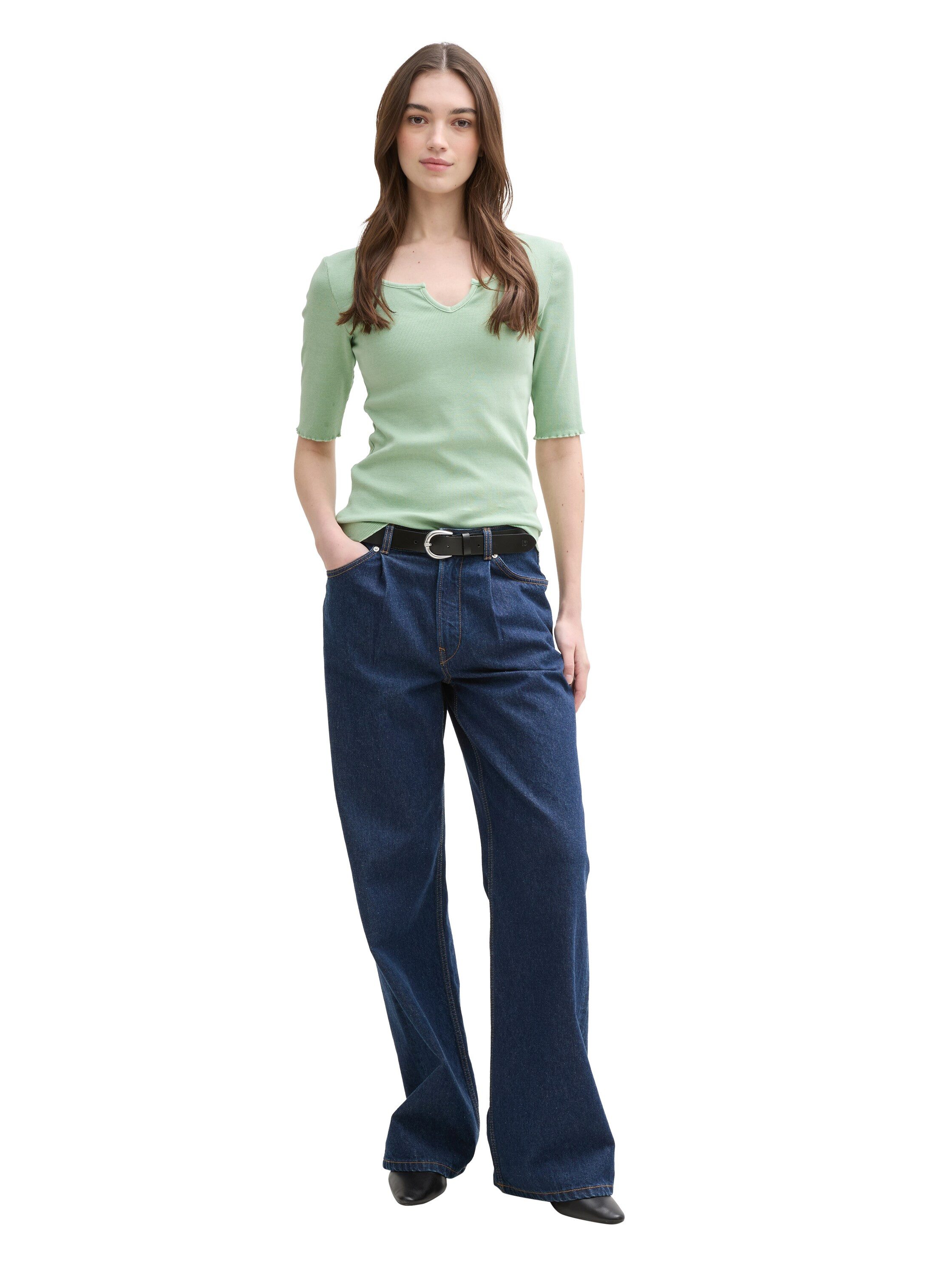 Tom Tailor Denim T-shirt met ribstructuur