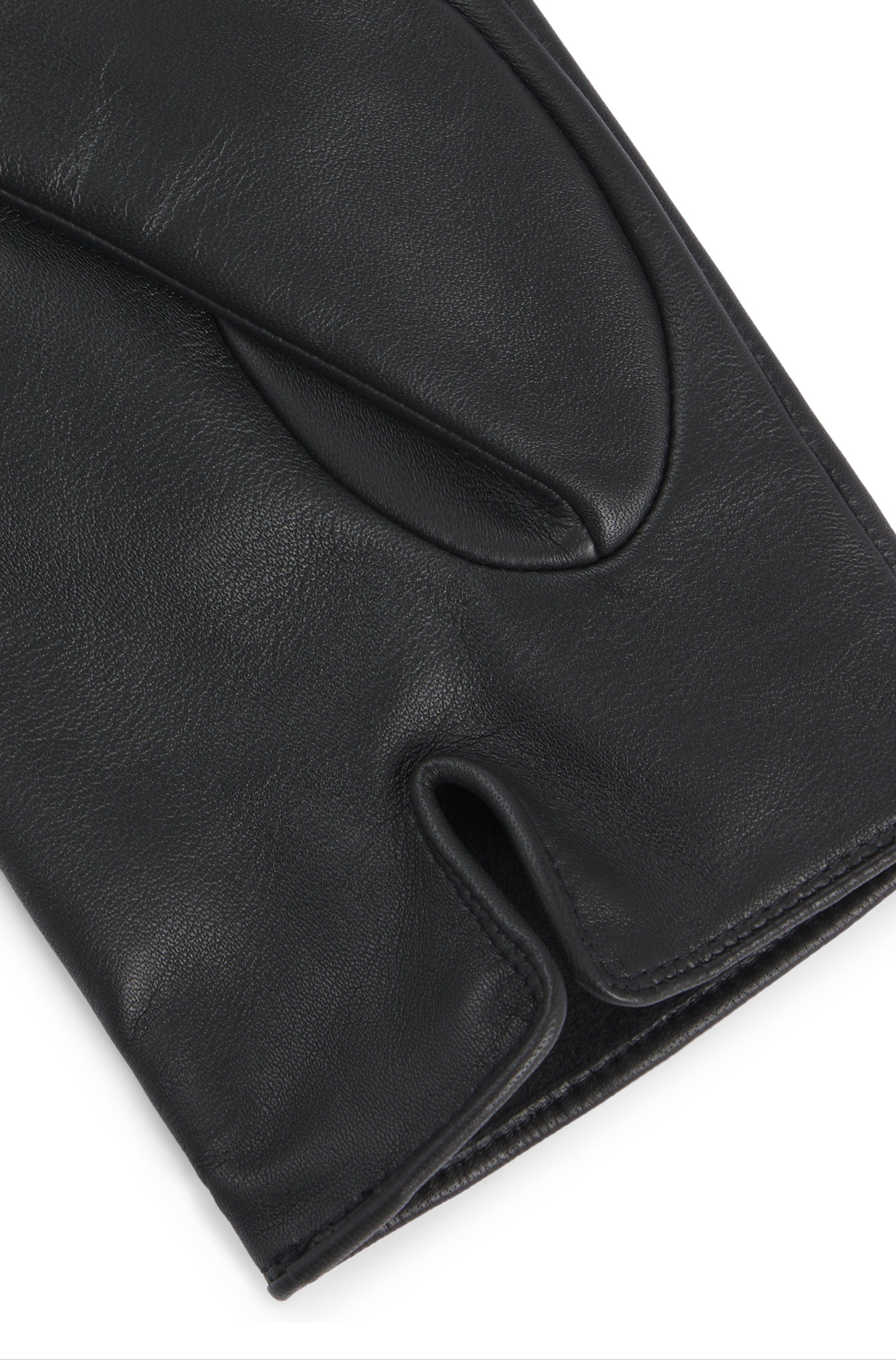 Boss Orange Leren handschoenen Glove met touch tech vingertoppen