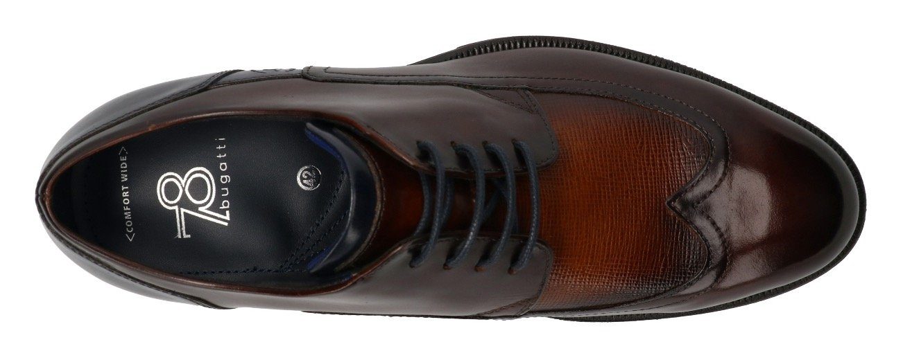 Bugatti Veterschoenen met sierstiksels, vrijetijdsschoen, lage schoen, veterschoen