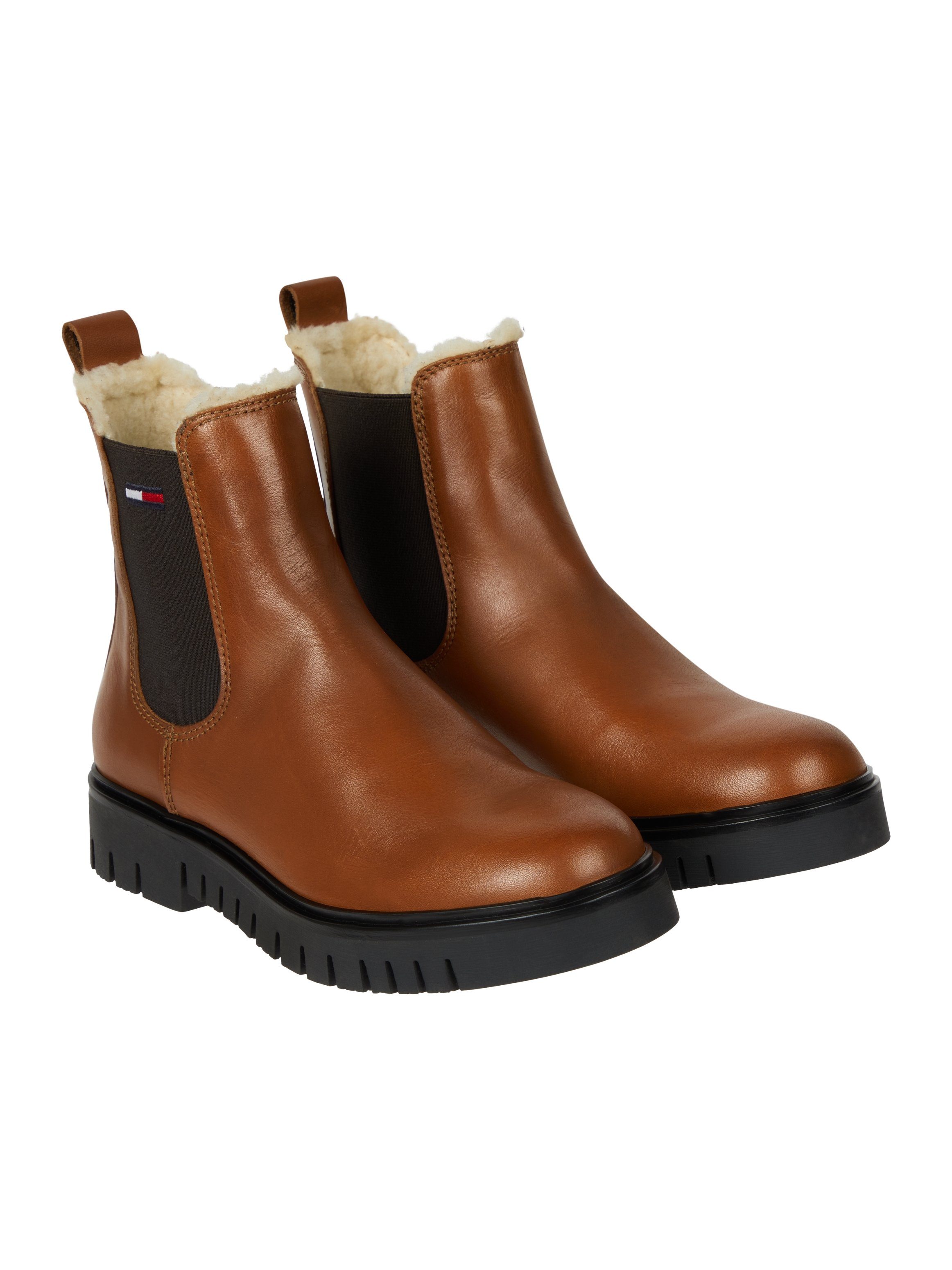TOMMY JEANS Winterlaarzen WARMLINED CHELSEA BOOT , blokhak, plateau, business schoen met profielzool
