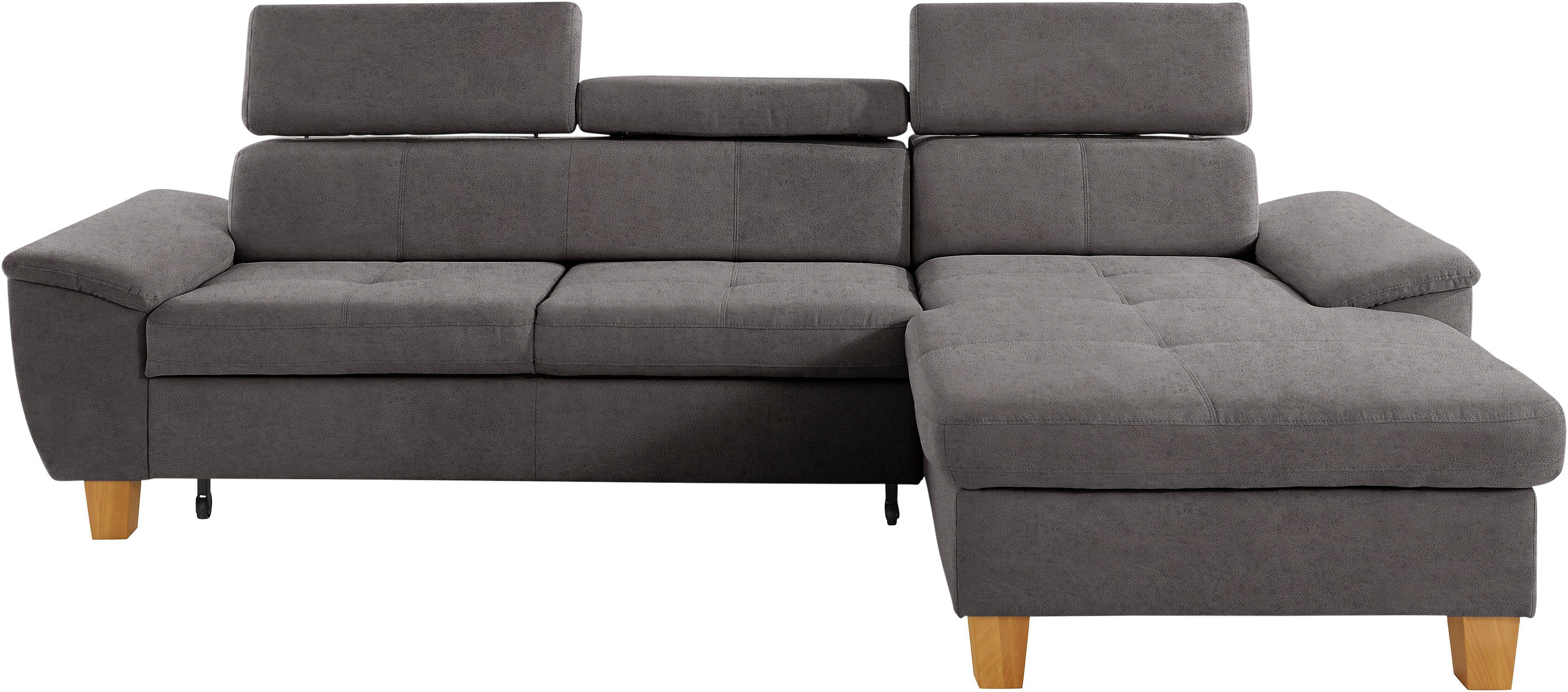exxpo - sofa fashion Hoekbank Enya, uitgebreide afwerking, hoog zitcomfort, comfortabel, L-vorm inclusief verstelbare hoofdsteun, naar keuze met slaapfunctie en bedkist