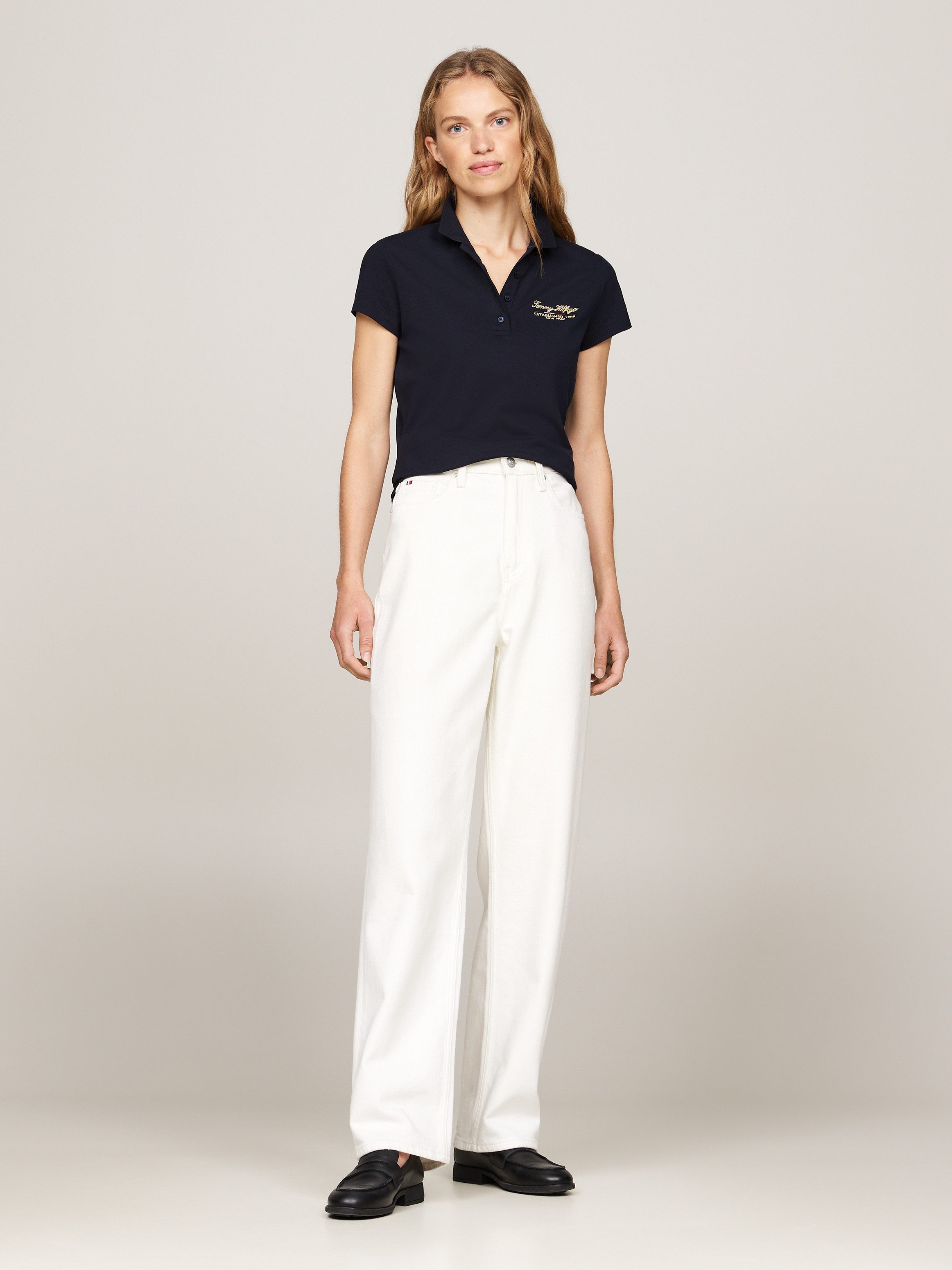 Tommy Hilfiger Poloshirt SLIM SCRIPT GRAPHIC POLO SS met tommy hilfiger script-logo-opschrift