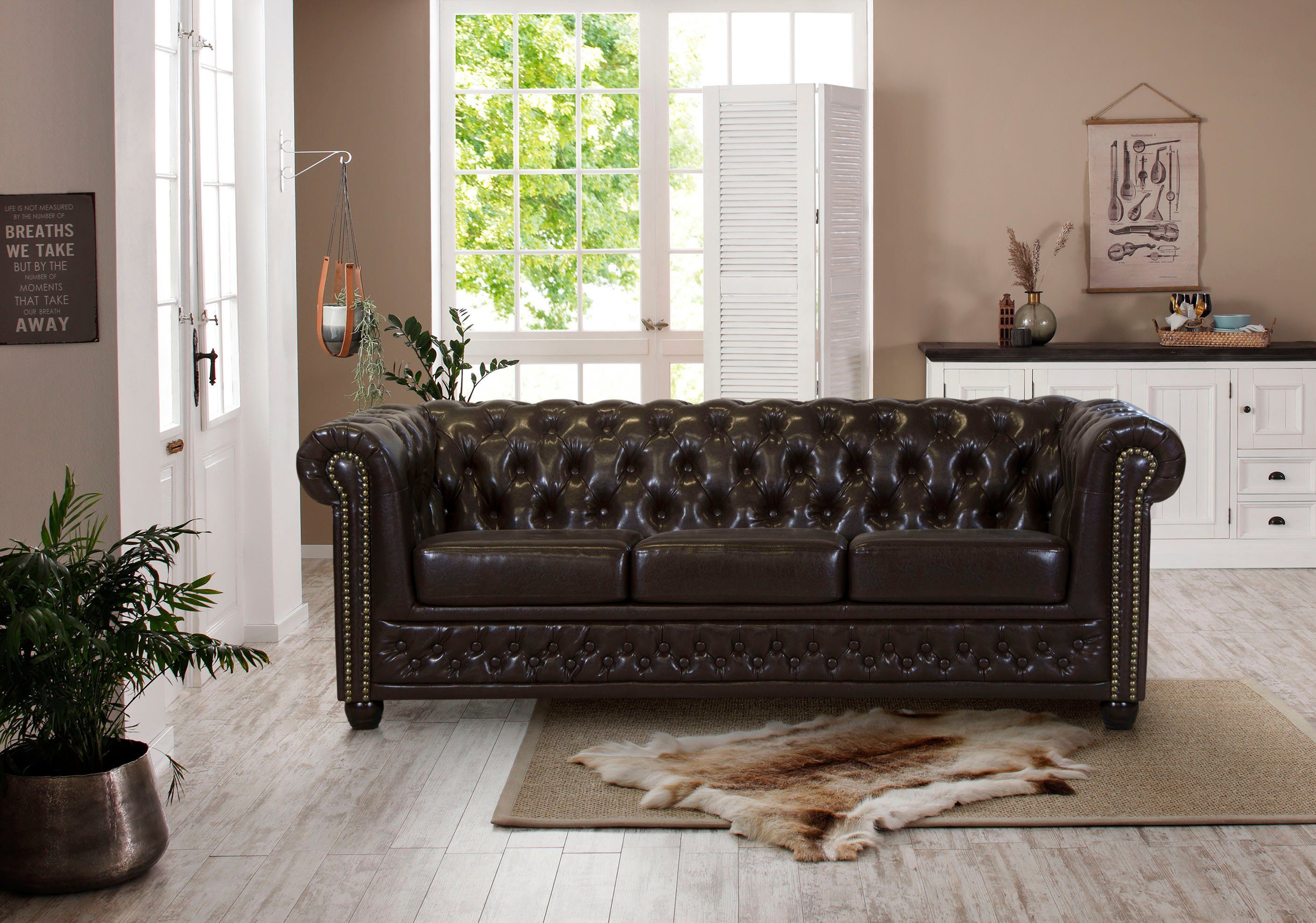 Home affaire Chesterfield-bank Rysum Chesterfield look, in 2 verschillende stoffen, 2 versies snel...