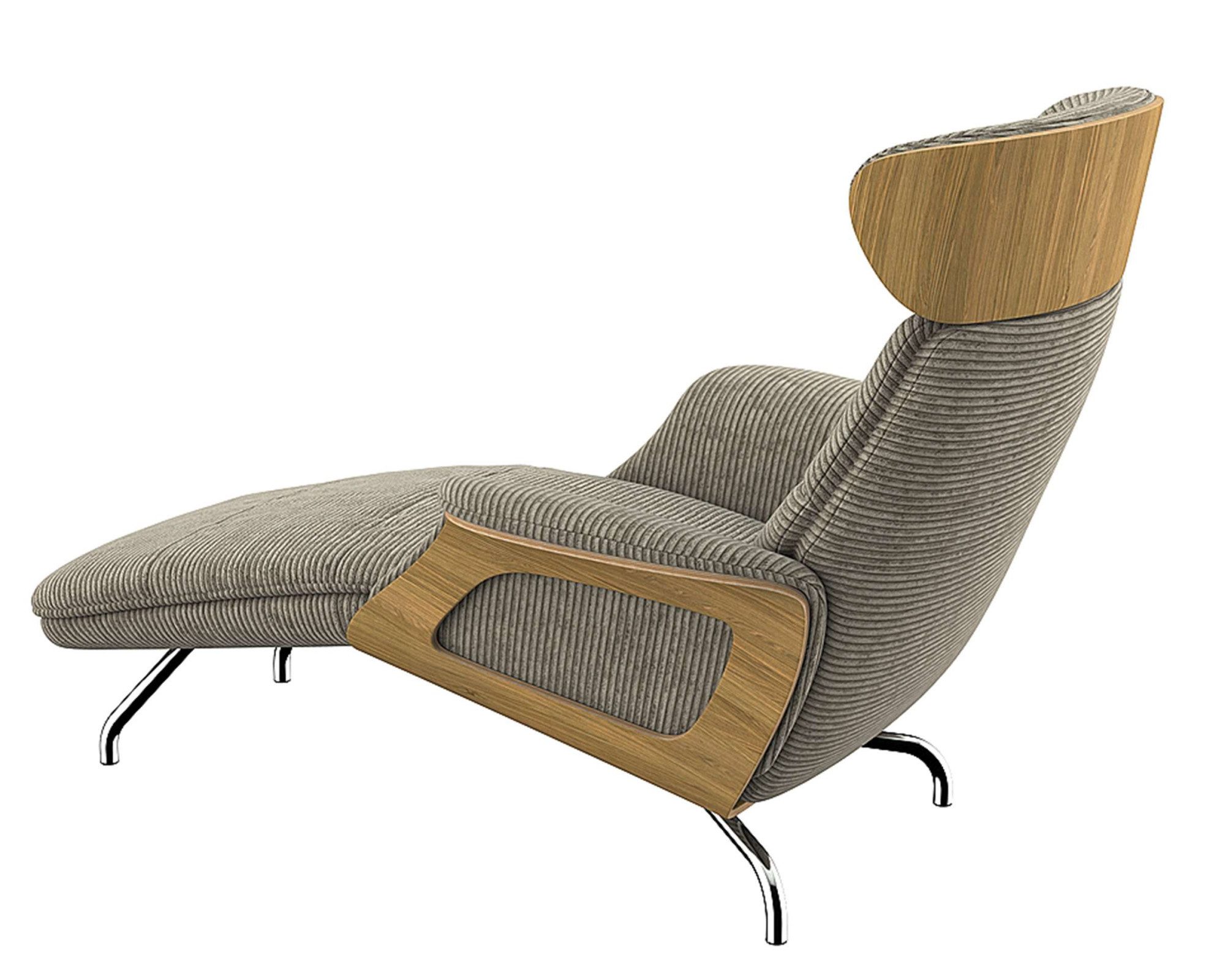 FLEXLUX Loungestoel Clement chaise longue, relaxstoel, ligstoel Rug- en hoofdsteunverstelling, armleuning, geolied eiken, voet van aluminium