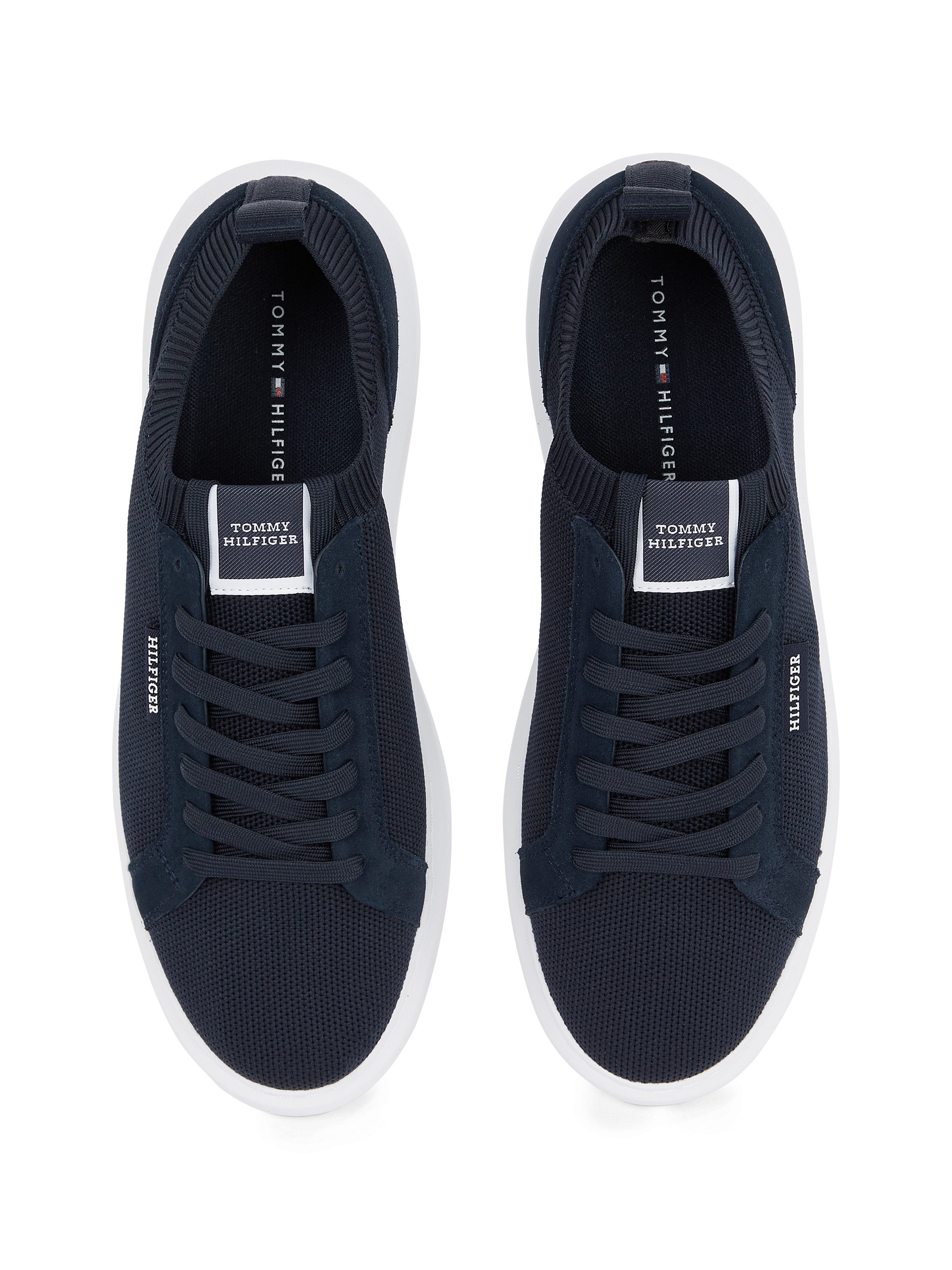 Tommy Hilfiger Plateausneakers LIGHT CUPSOLE KNIT SEASONAL , vrijetijdsschoen, lage schoen, veterschoen met logo-opdruk