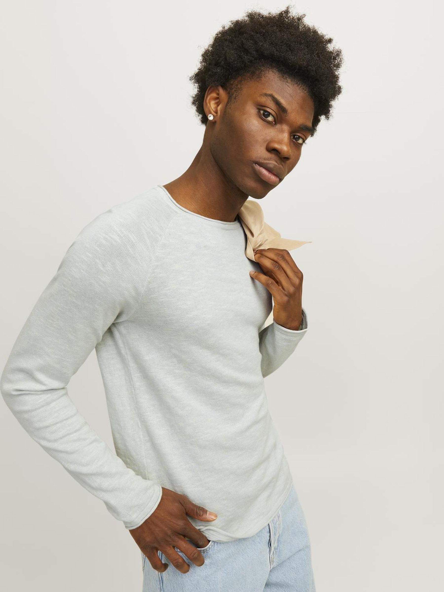 Jack & Jones Gebreide trui JJELINEN KNIT CREW NECK SN