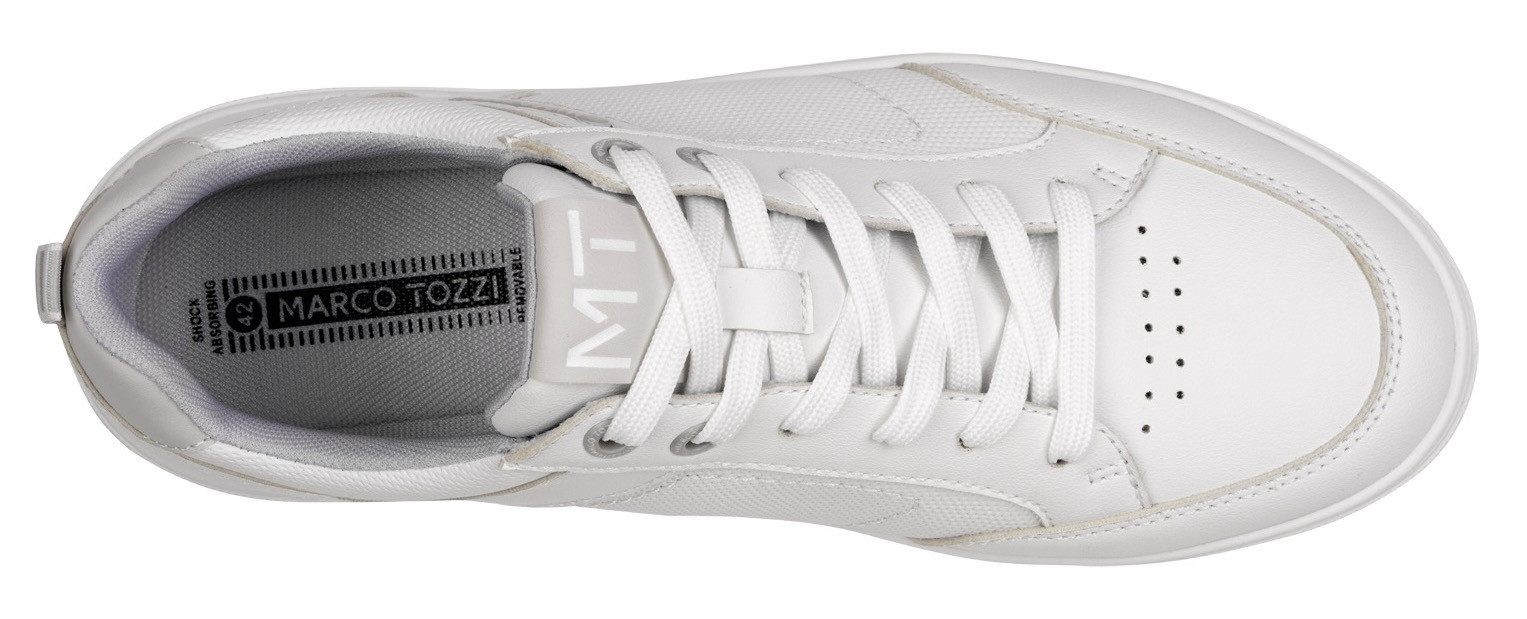 Marco Tozzi Plateausneakers , vrijetijdsschoen, lage schoen, veterschoen met perforatie en sierstiksels