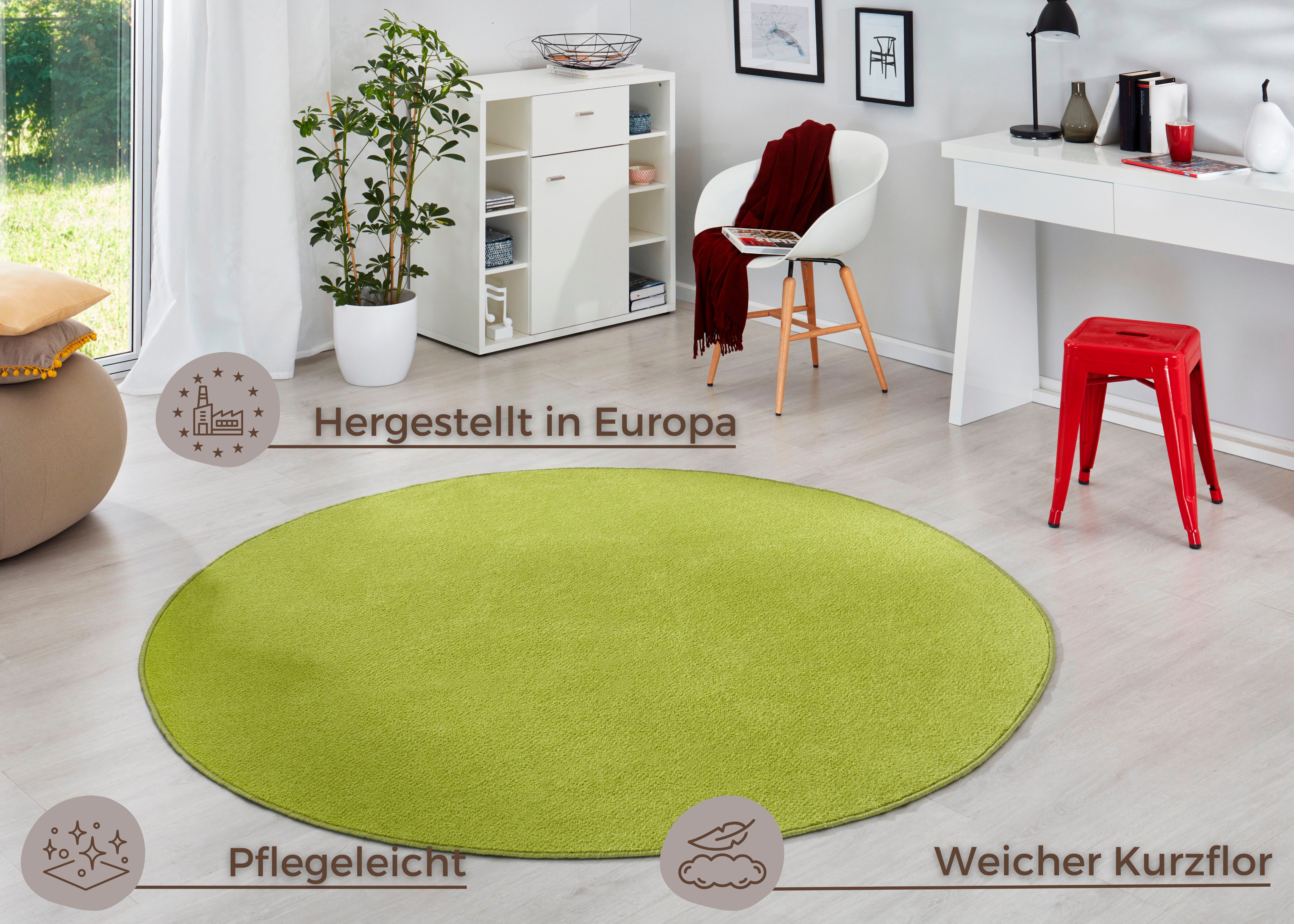 HANSE Home Vloerkleed Fancy Korte pool, zacht, uni, woonkamer, slaapkamer, eetkamer