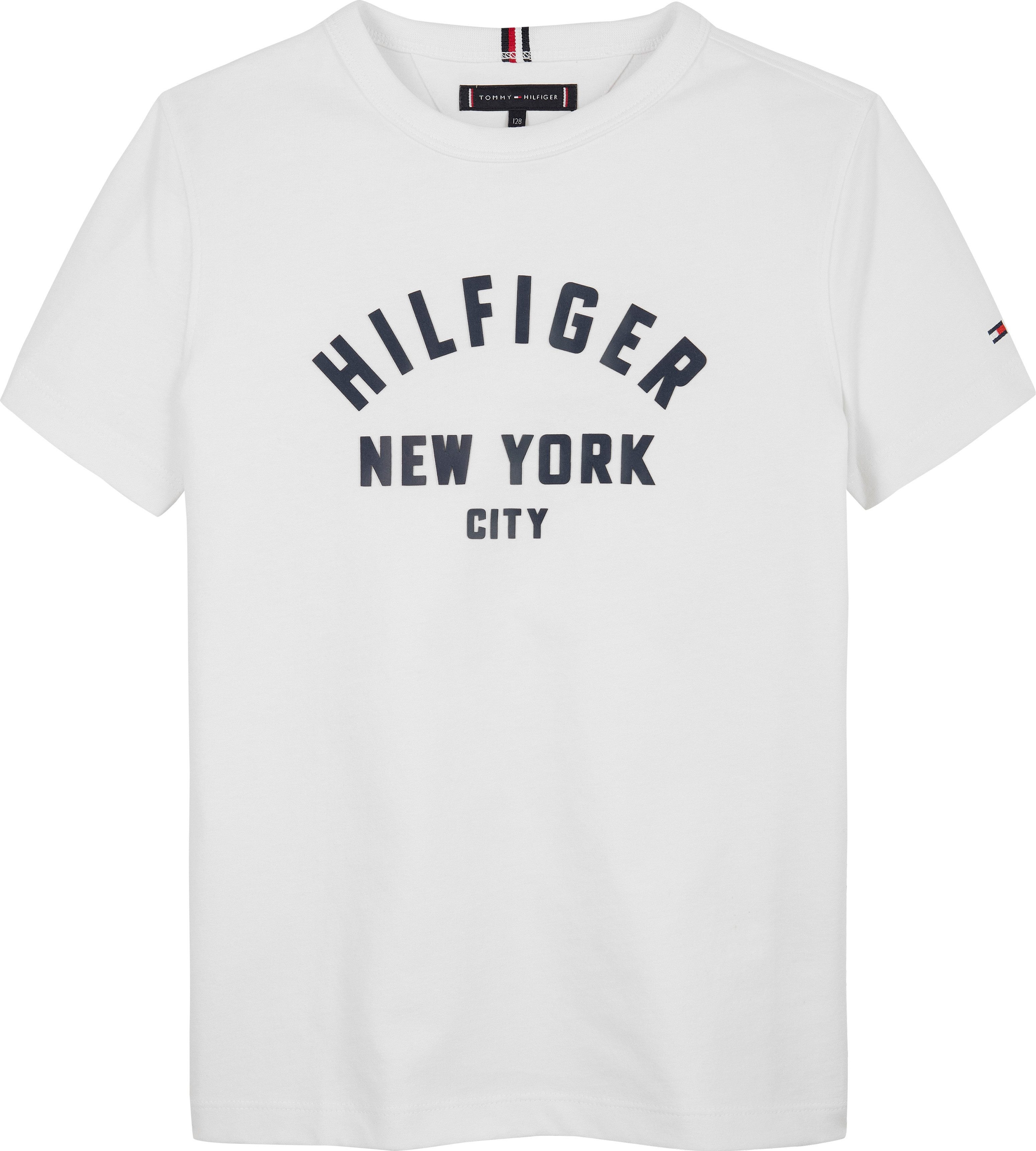 Tommy Hilfiger T-shirt CURVED HILFIGER GRAPHIC TEE SS voor kinderen tot 16 jaar, grote logo-print
